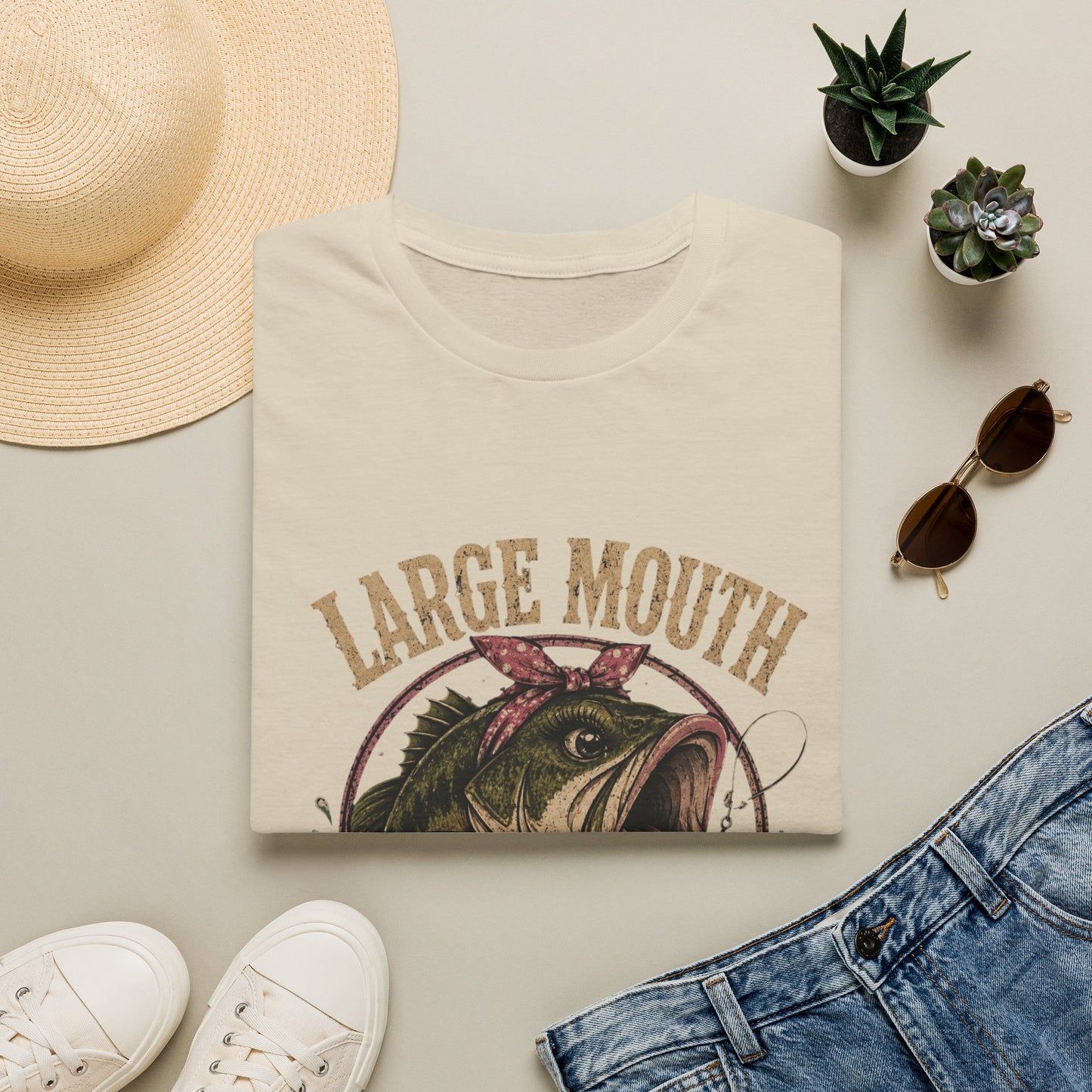 🎣 Large Mouth Hooker – Funny Bass Fishing Shirt for Women | Distressed Fishing Graphic Tee