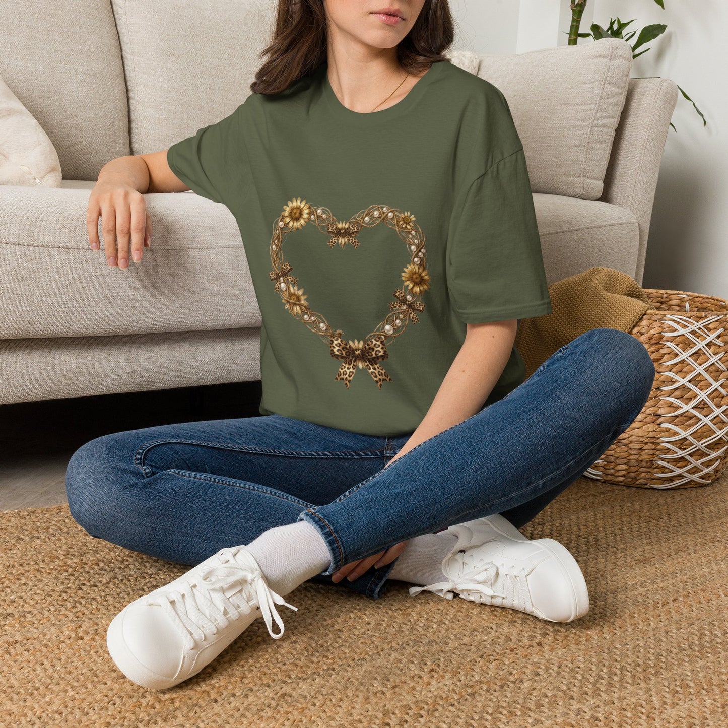 Leopard Bow Heart Leopard Tee