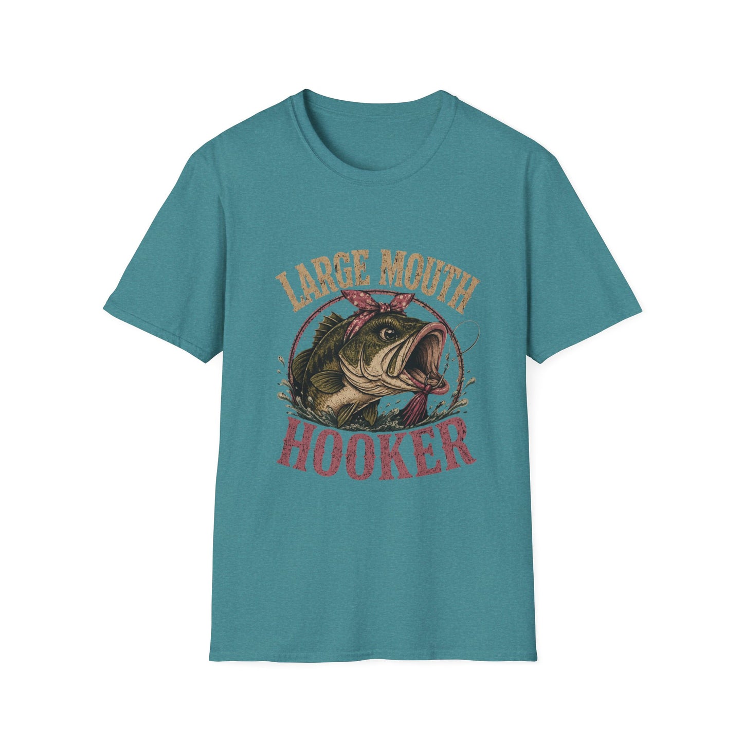 🎣 Large Mouth Hooker – Funny Bass Fishing Shirt for Women | Distressed Fishing Graphic Tee