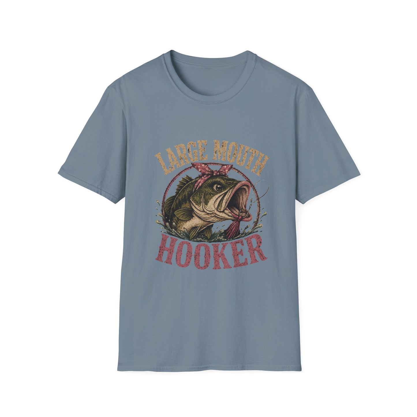 🎣 Large Mouth Hooker – Funny Bass Fishing Shirt for Women | Distressed Fishing Graphic Tee