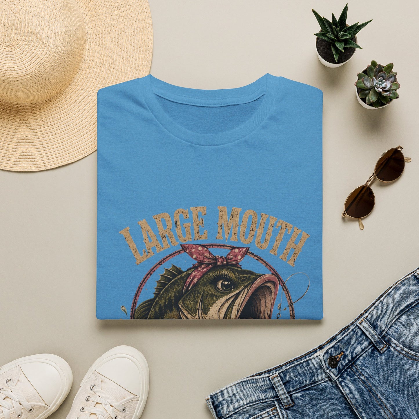 🎣 Large Mouth Hooker – Funny Bass Fishing Shirt for Women | Distressed Fishing Graphic Tee