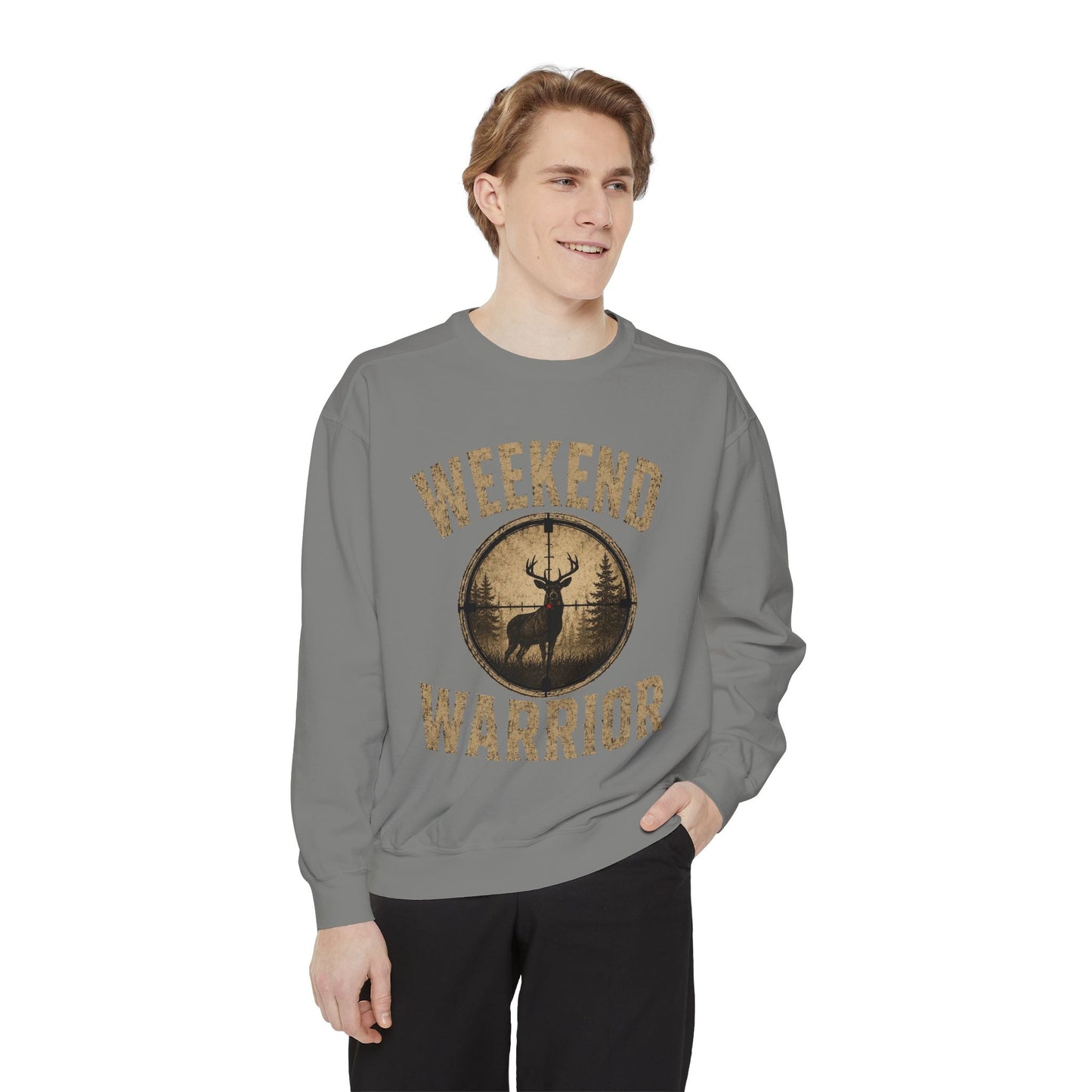 Weekend Warrior Hunting Shirt | Deer Hunter Crosshair Graphic Tee Unisex Garment-Dyed Sweatshirt