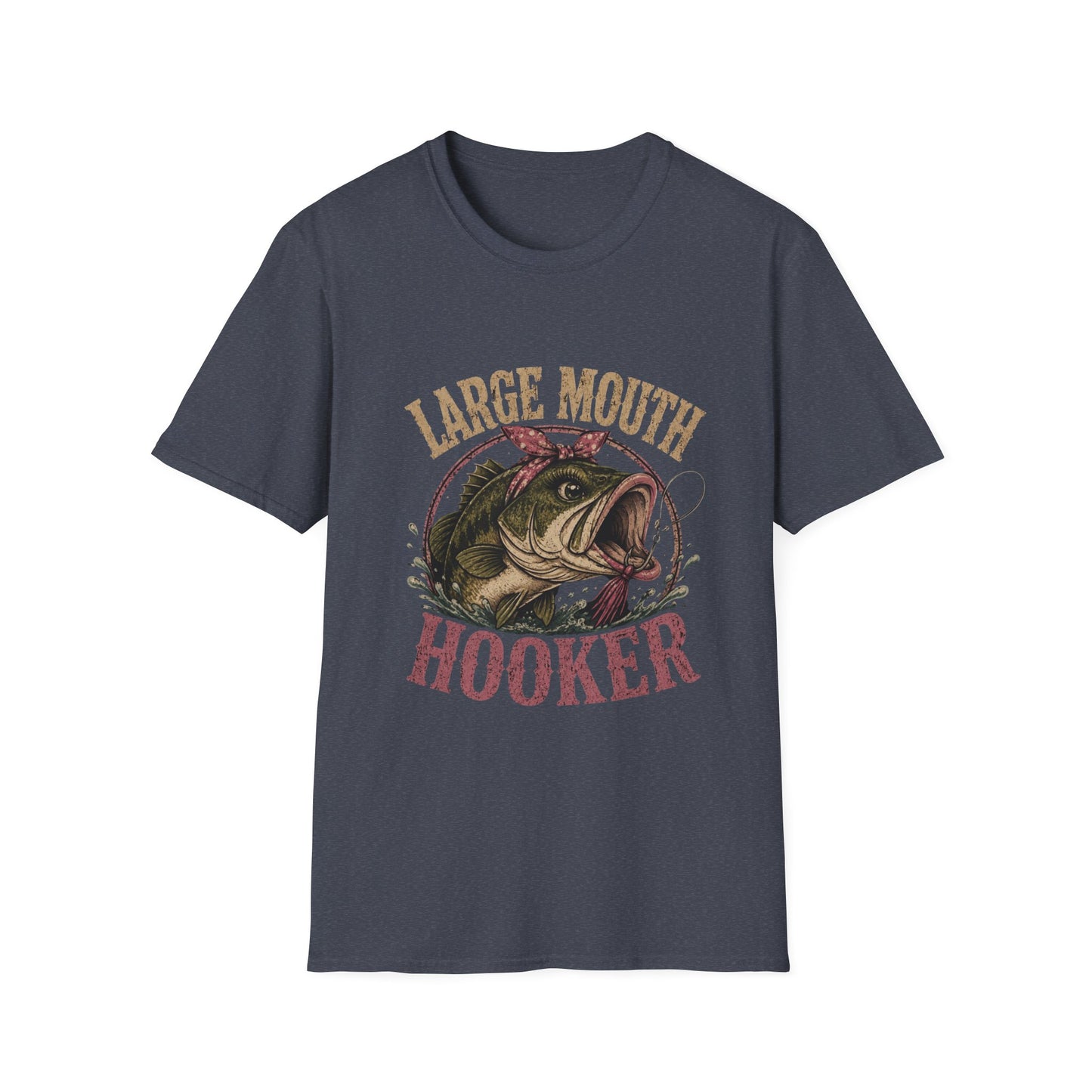 🎣 Large Mouth Hooker – Funny Bass Fishing Shirt for Women | Distressed Fishing Graphic Tee