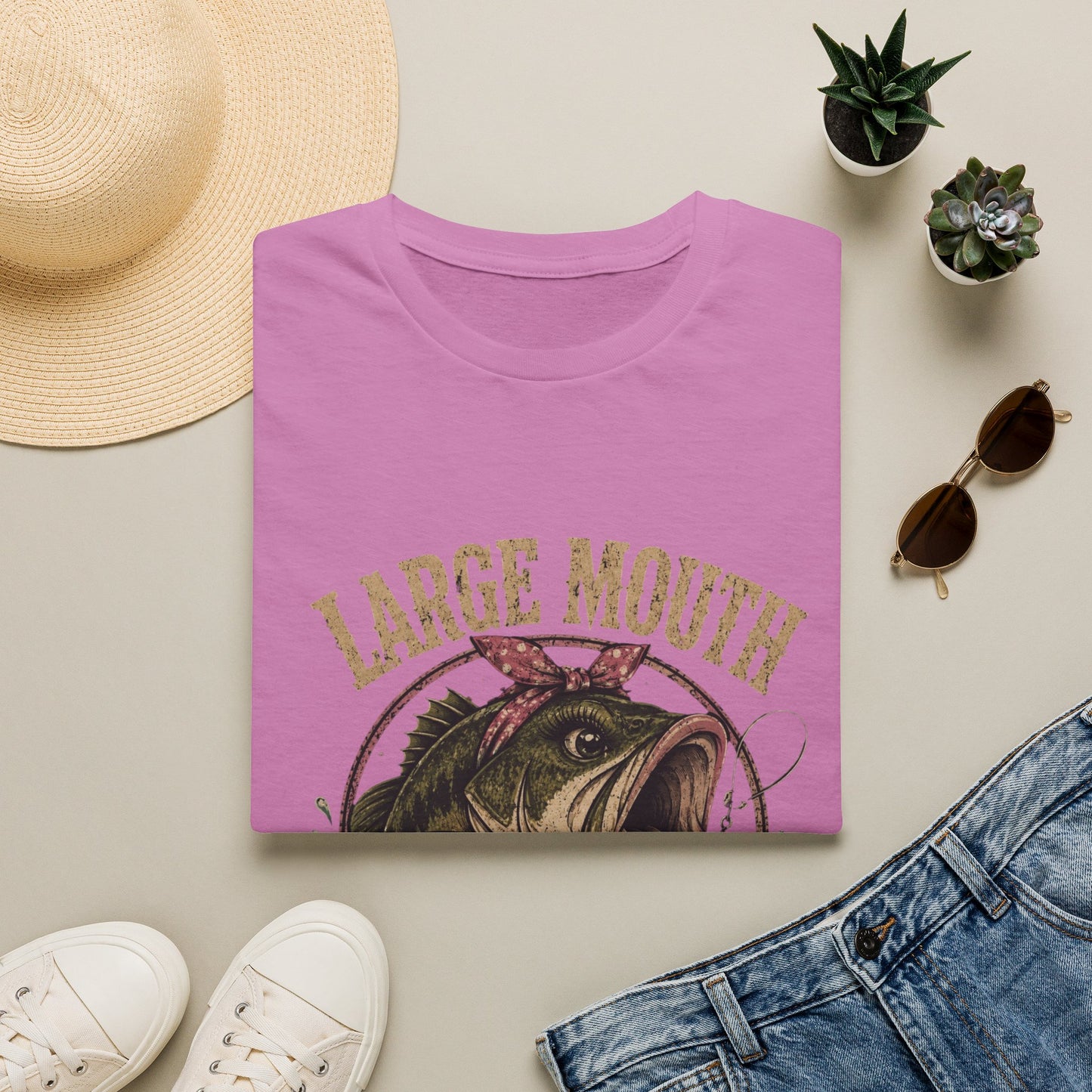 🎣 Large Mouth Hooker – Funny Bass Fishing Shirt for Women | Distressed Fishing Graphic Tee