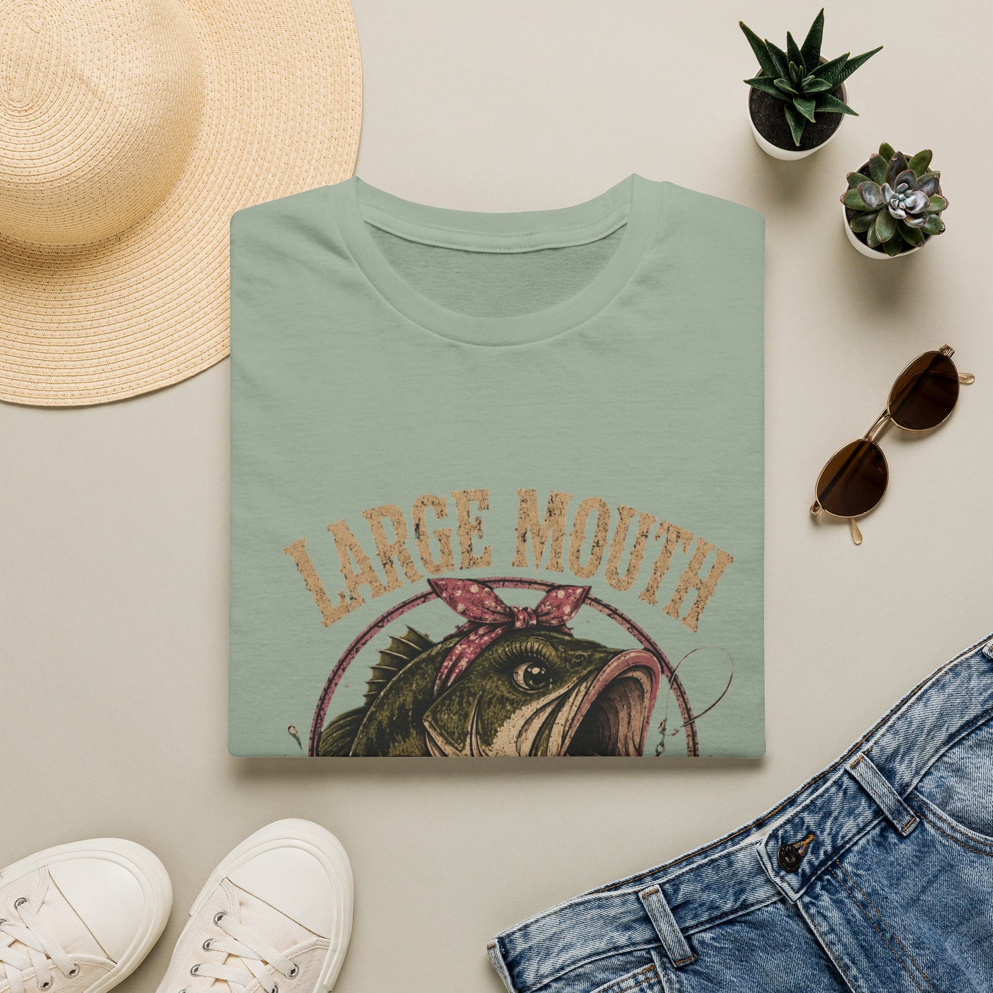 🎣 Large Mouth Hooker – Funny Bass Fishing Shirt for Women | Distressed Fishing Graphic Tee