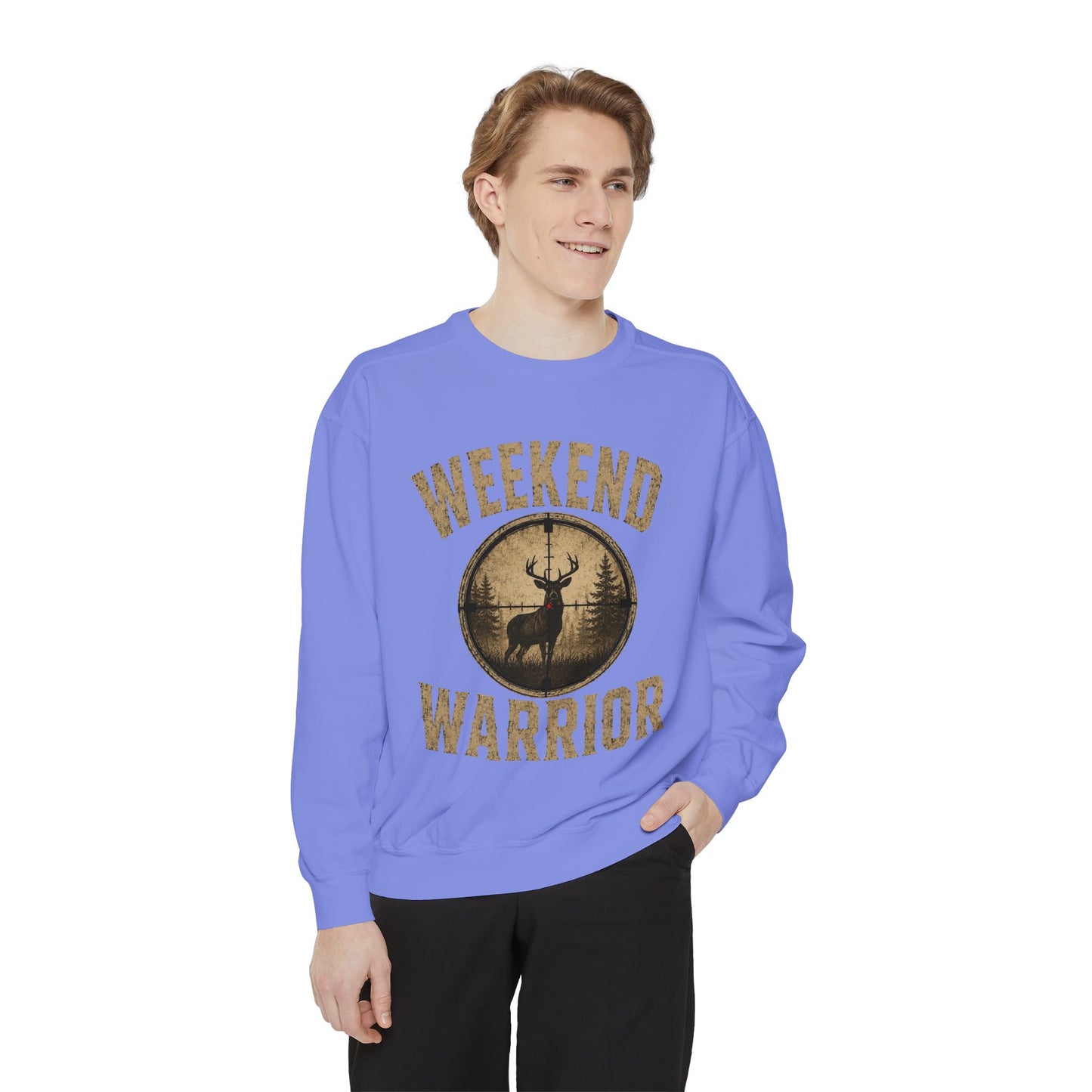 Weekend Warrior Hunting Shirt | Deer Hunter Crosshair Graphic Tee Unisex Garment-Dyed Sweatshirt