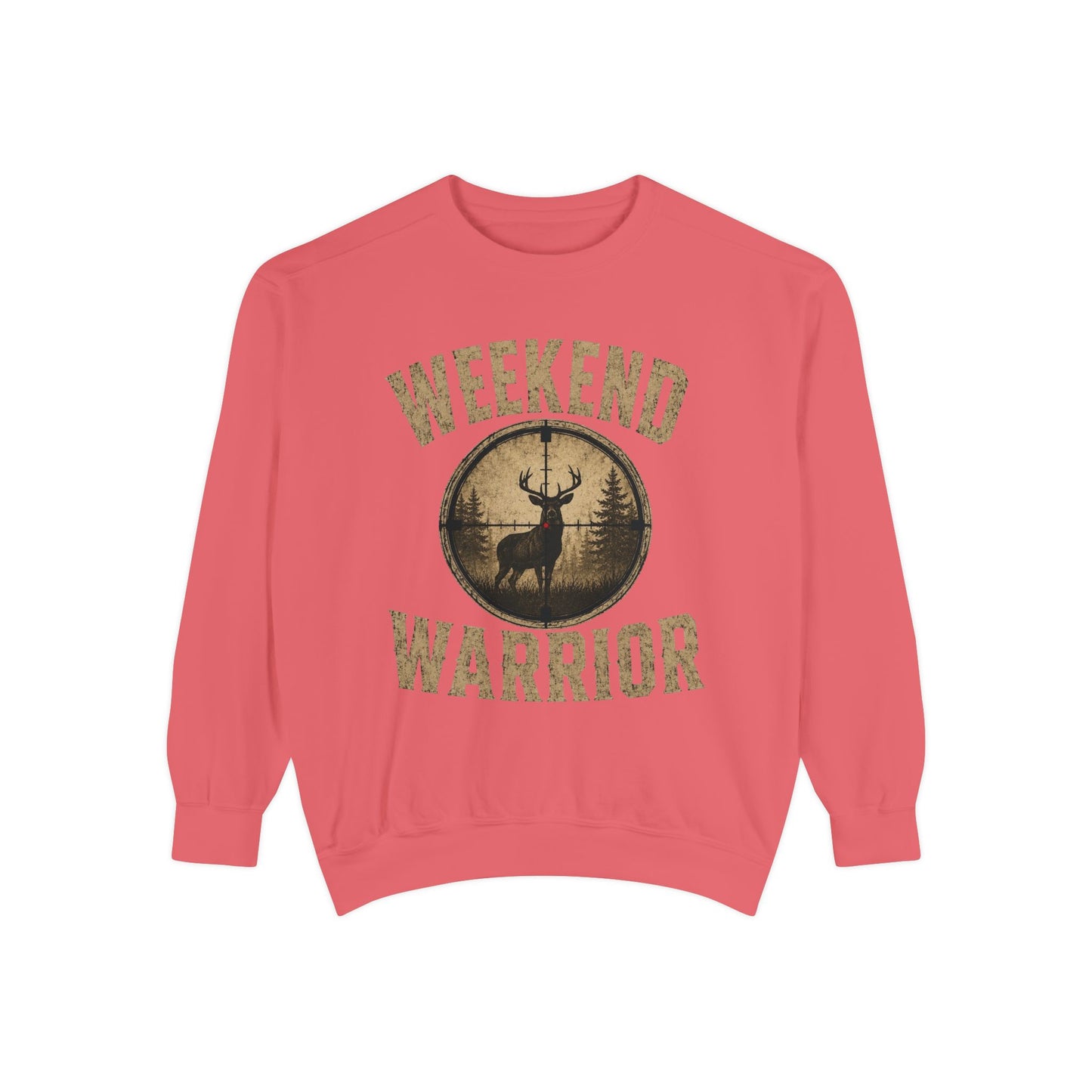 Weekend Warrior Hunting Shirt | Deer Hunter Crosshair Graphic Tee Unisex Garment-Dyed Sweatshirt