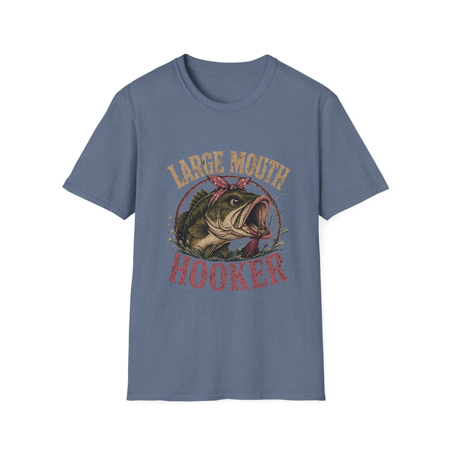 🎣 Large Mouth Hooker – Funny Bass Fishing Shirt for Women | Distressed Fishing Graphic Tee