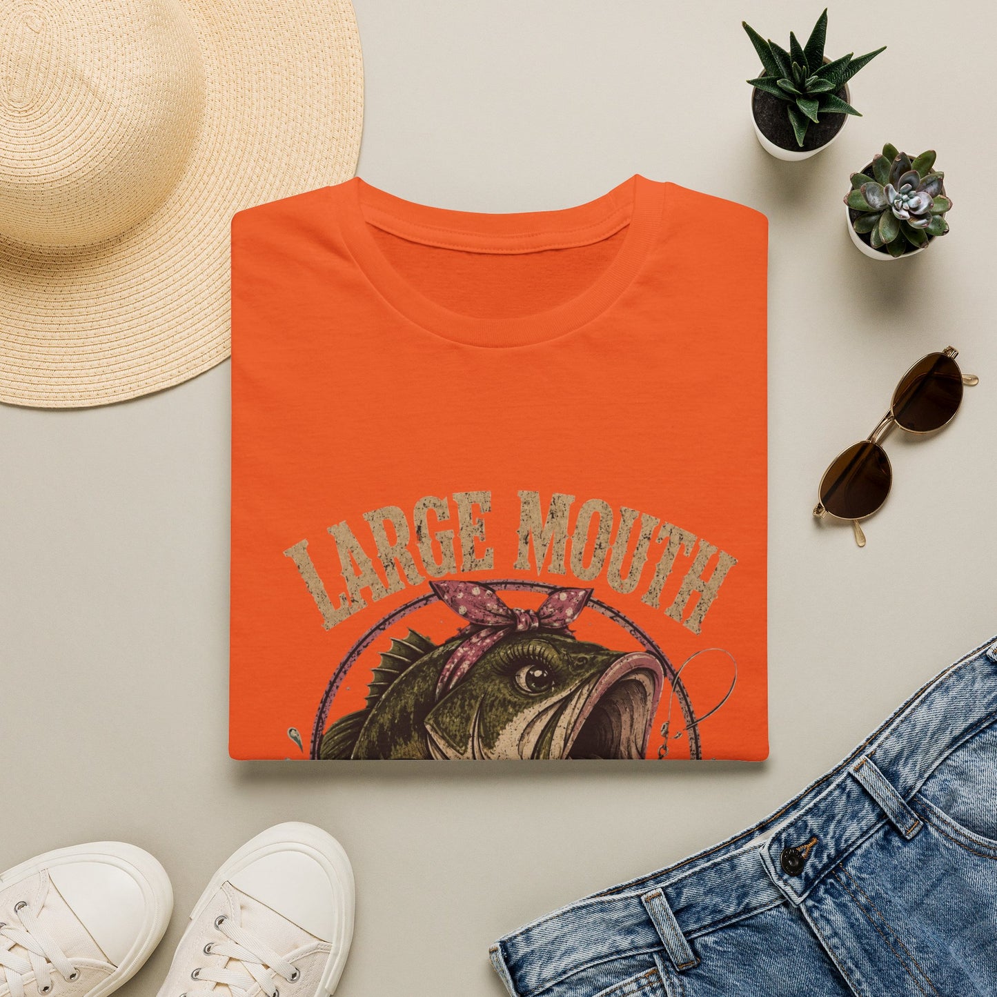 🎣 Large Mouth Hooker – Funny Bass Fishing Shirt for Women | Distressed Fishing Graphic Tee