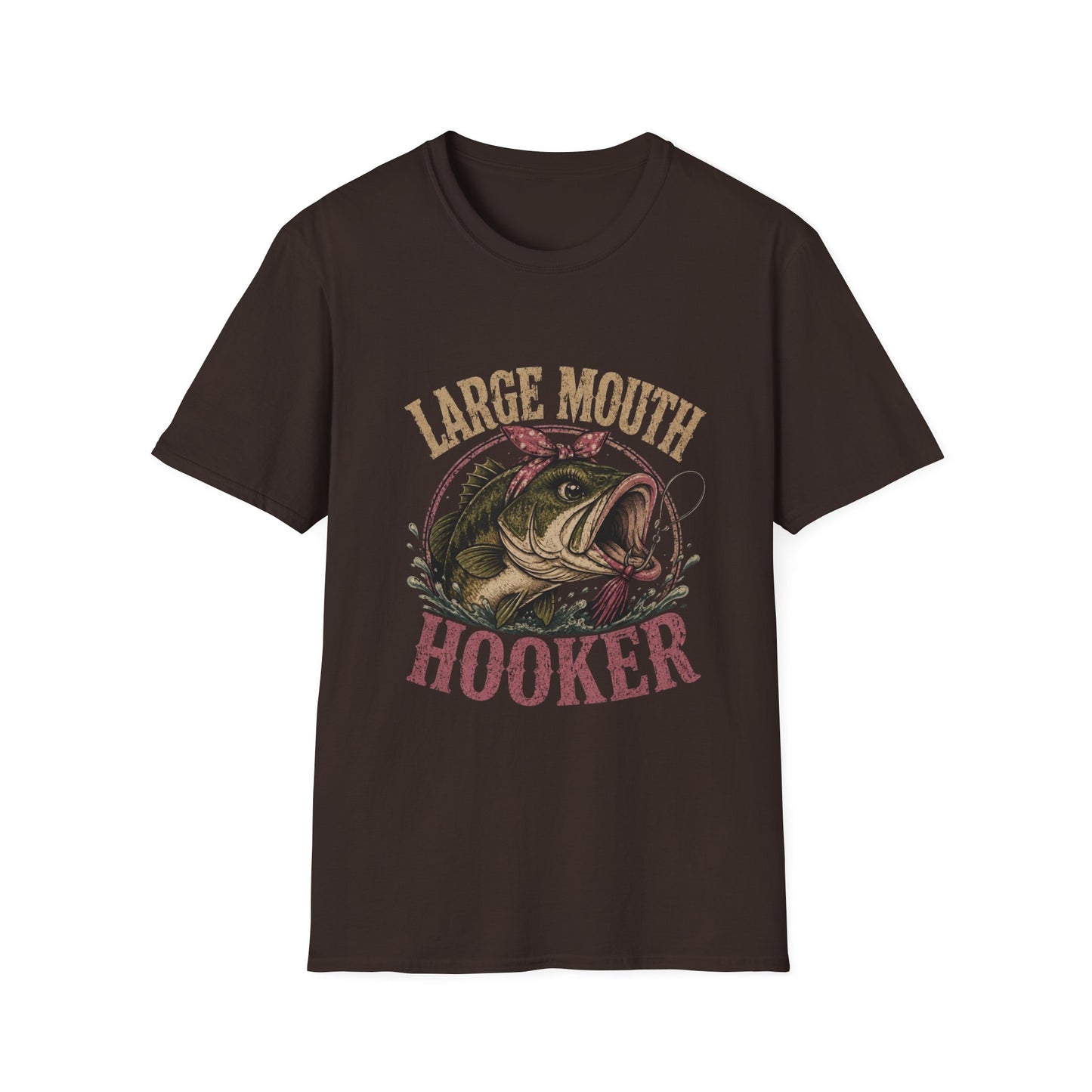 🎣 Large Mouth Hooker – Funny Bass Fishing Shirt for Women | Distressed Fishing Graphic Tee