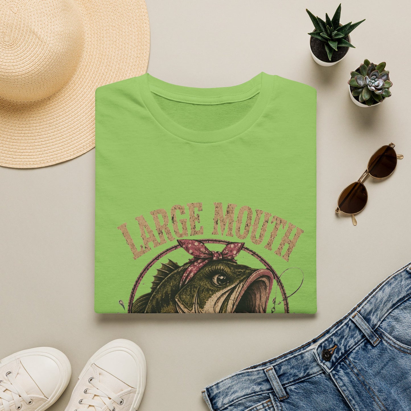 🎣 Large Mouth Hooker – Funny Bass Fishing Shirt for Women | Distressed Fishing Graphic Tee