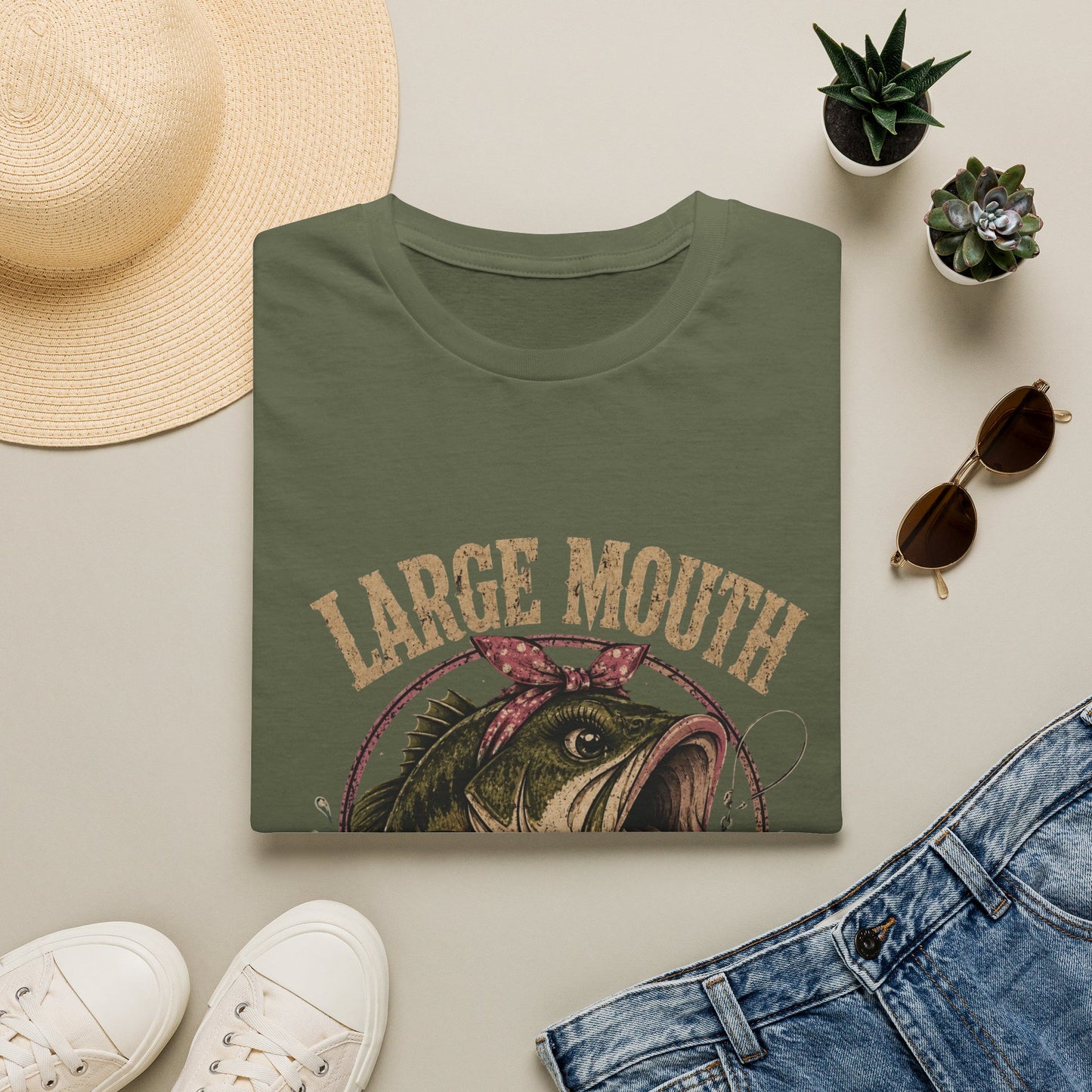 🎣 Large Mouth Hooker – Funny Bass Fishing Shirt for Women | Distressed Fishing Graphic Tee