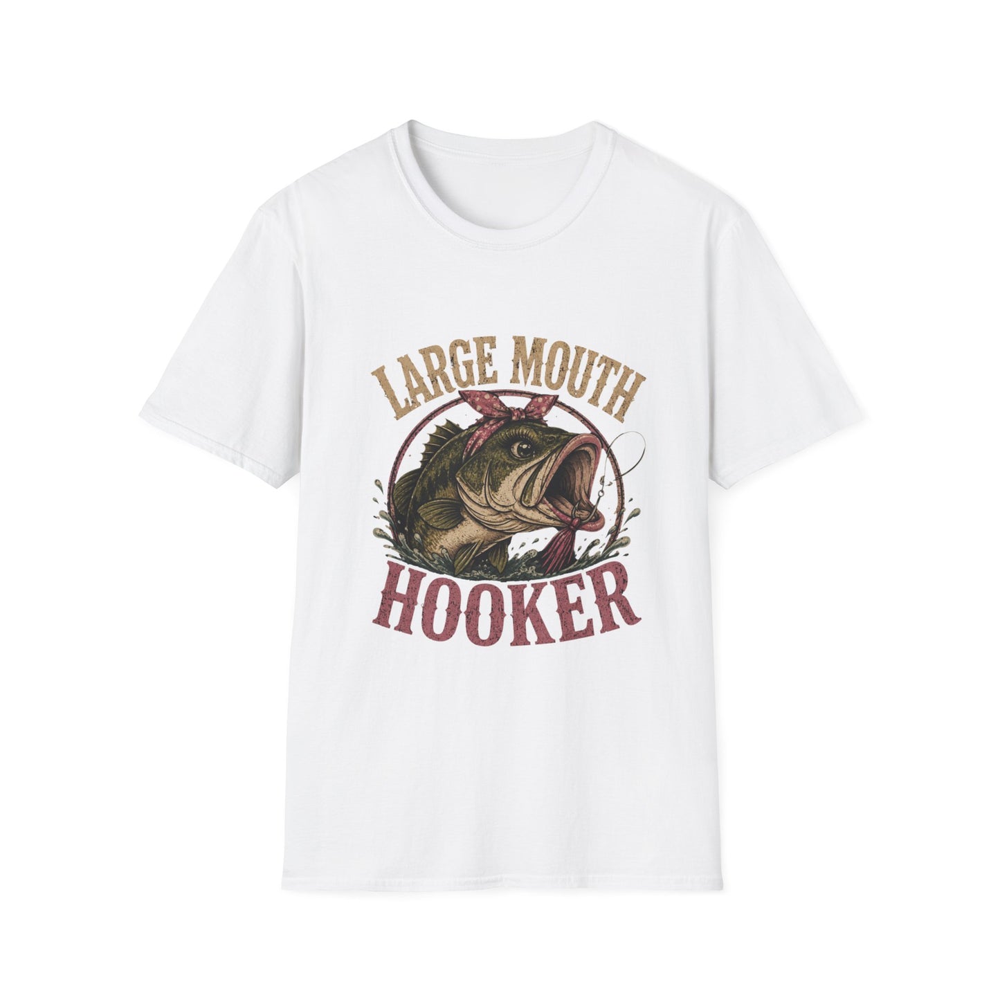 🎣 Large Mouth Hooker – Funny Bass Fishing Shirt for Women | Distressed Fishing Graphic Tee