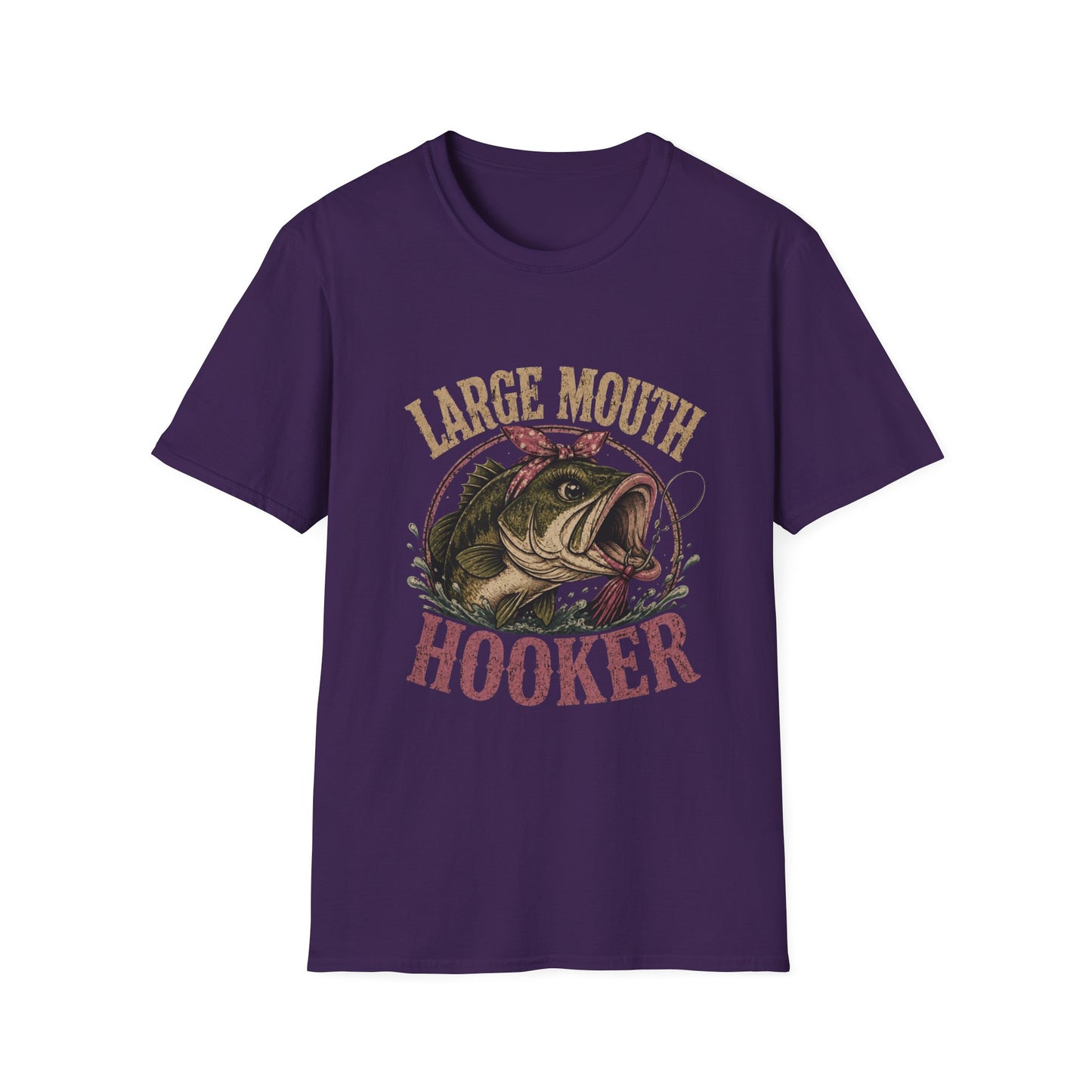 🎣 Large Mouth Hooker – Funny Bass Fishing Shirt for Women | Distressed Fishing Graphic Tee