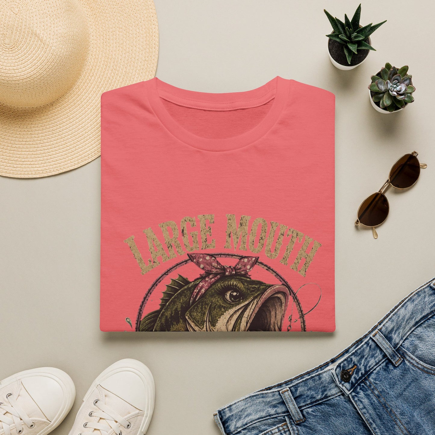 🎣 Large Mouth Hooker – Funny Bass Fishing Shirt for Women | Distressed Fishing Graphic Tee