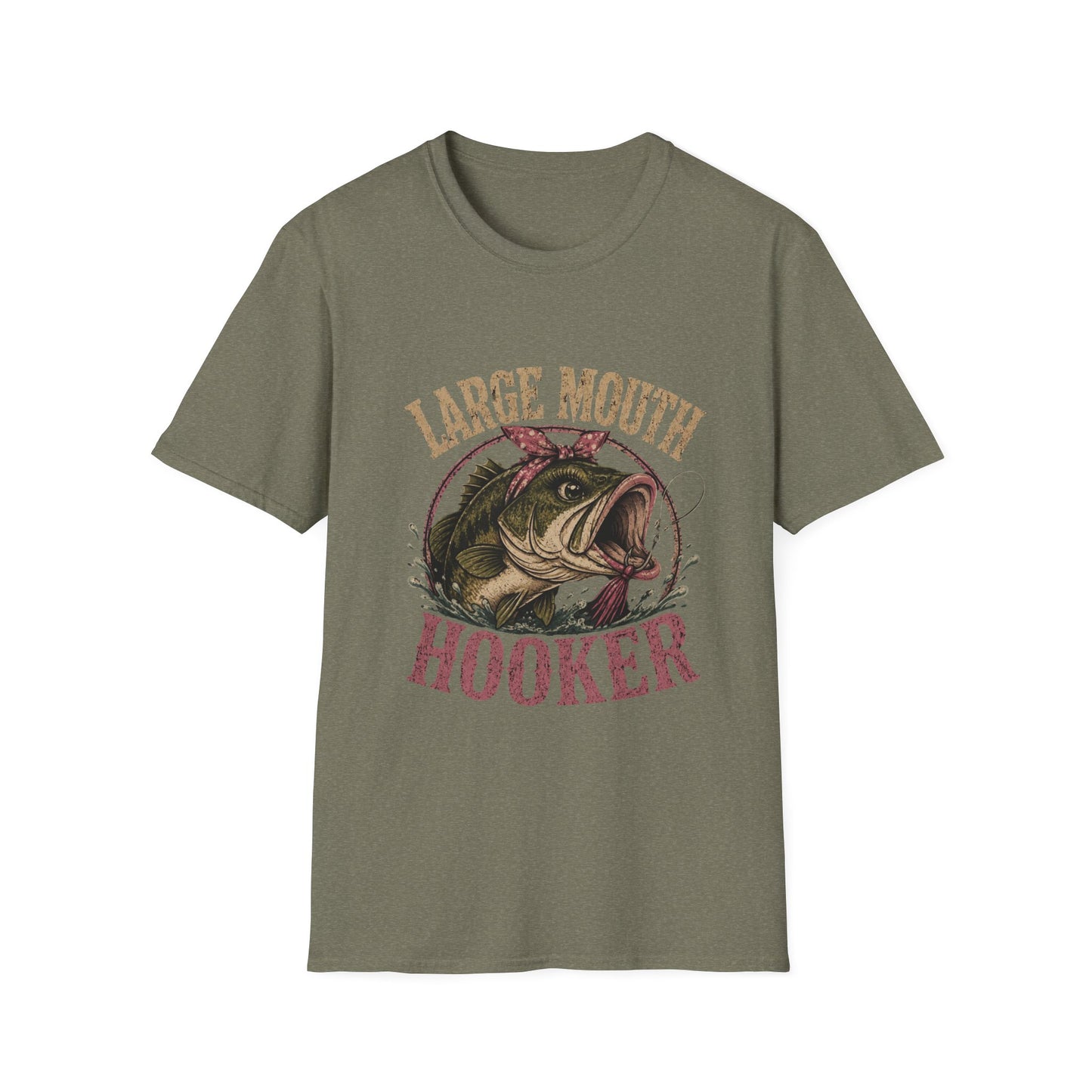🎣 Large Mouth Hooker – Funny Bass Fishing Shirt for Women | Distressed Fishing Graphic Tee