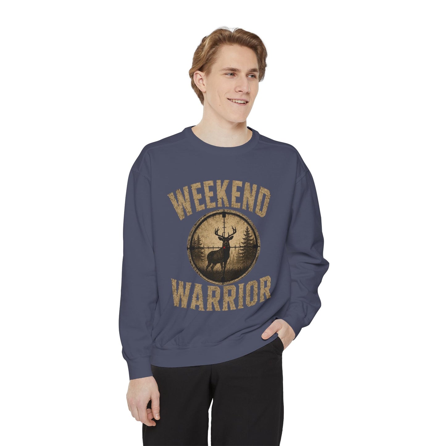 Weekend Warrior Hunting Shirt | Deer Hunter Crosshair Graphic Tee Unisex Garment-Dyed Sweatshirt