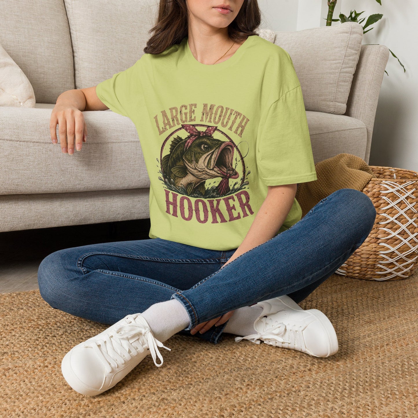 🎣 Large Mouth Hooker – Funny Bass Fishing Shirt for Women | Distressed Fishing Graphic Tee