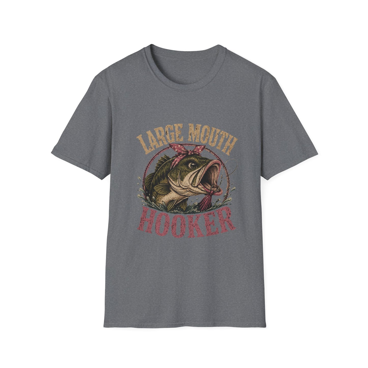 🎣 Large Mouth Hooker – Funny Bass Fishing Shirt for Women | Distressed Fishing Graphic Tee