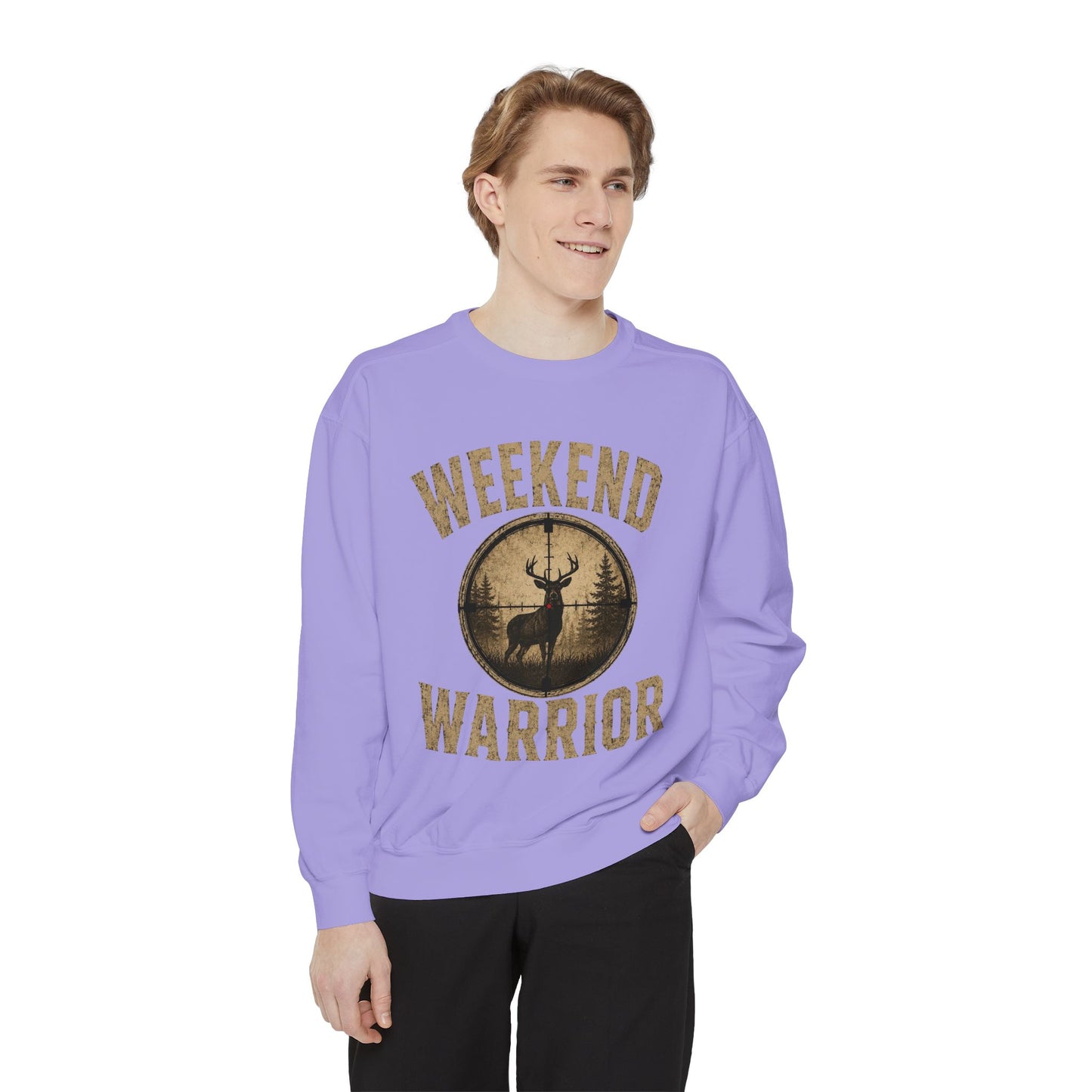 Weekend Warrior Hunting Shirt | Deer Hunter Crosshair Graphic Tee Unisex Garment-Dyed Sweatshirt