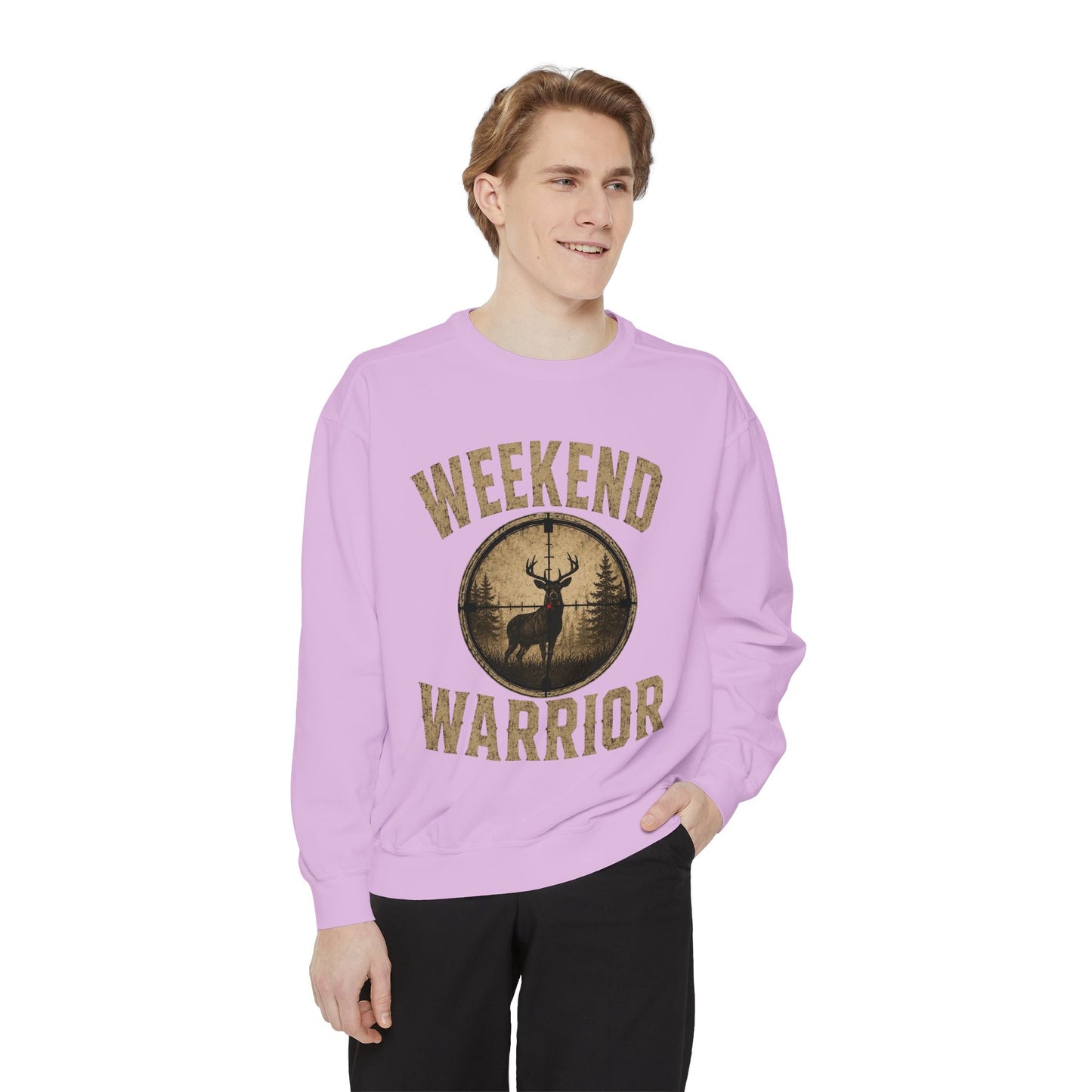 Weekend Warrior Hunting Shirt | Deer Hunter Crosshair Graphic Tee Unisex Garment-Dyed Sweatshirt