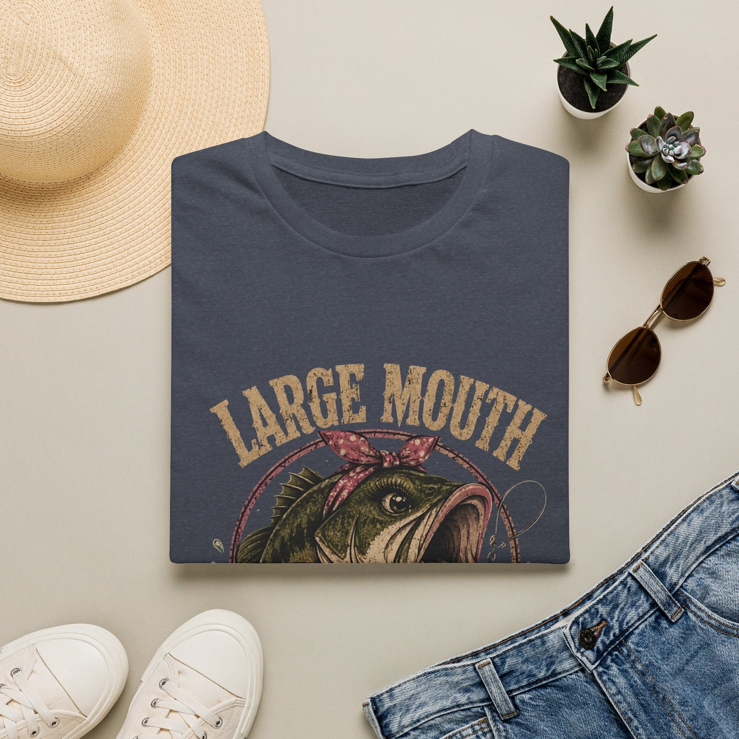 🎣 Large Mouth Hooker – Funny Bass Fishing Shirt for Women | Distressed Fishing Graphic Tee