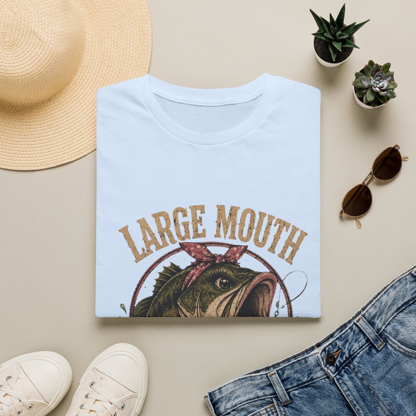 🎣 Large Mouth Hooker – Funny Bass Fishing Shirt for Women | Distressed Fishing Graphic Tee