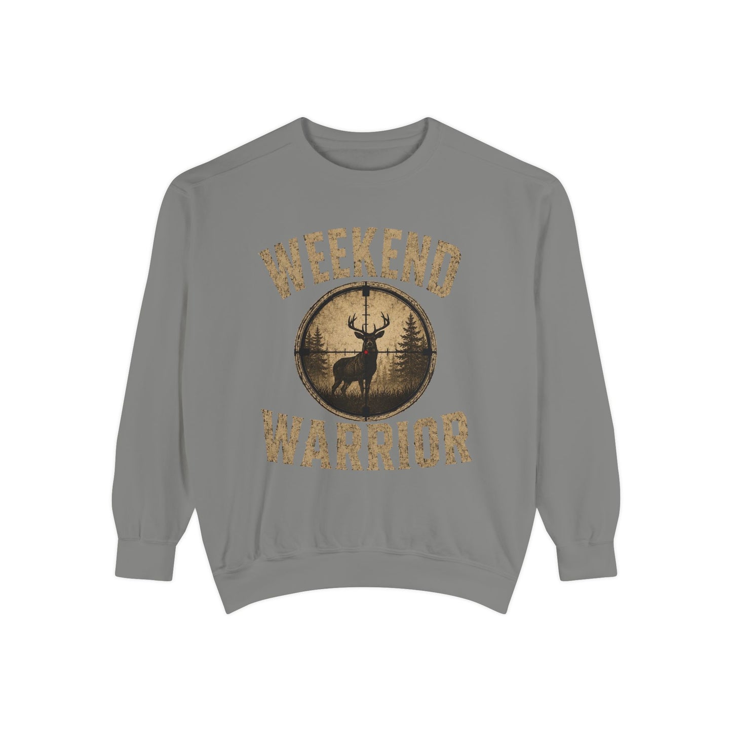 Weekend Warrior Hunting Shirt | Deer Hunter Crosshair Graphic Tee Unisex Garment-Dyed Sweatshirt