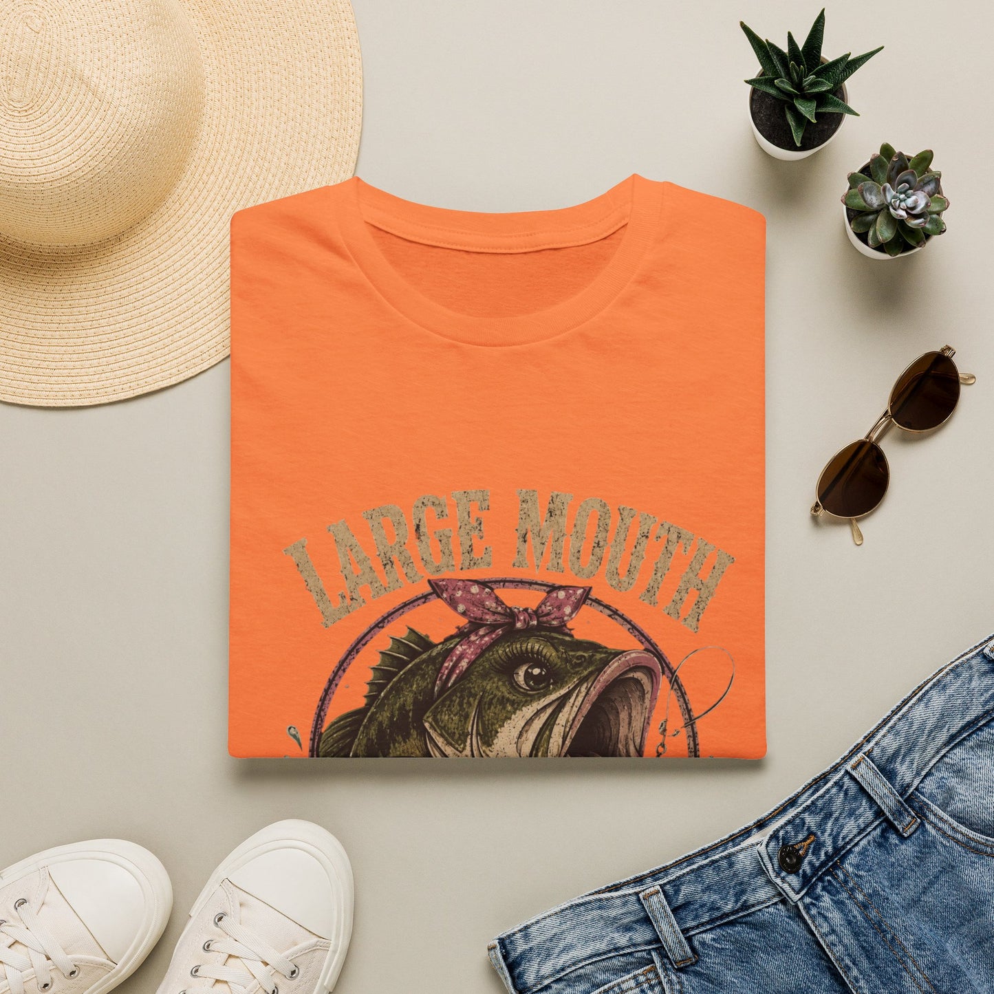 🎣 Large Mouth Hooker – Funny Bass Fishing Shirt for Women | Distressed Fishing Graphic Tee