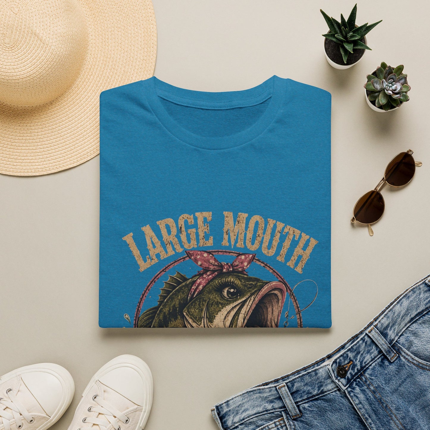 🎣 Large Mouth Hooker – Funny Bass Fishing Shirt for Women | Distressed Fishing Graphic Tee