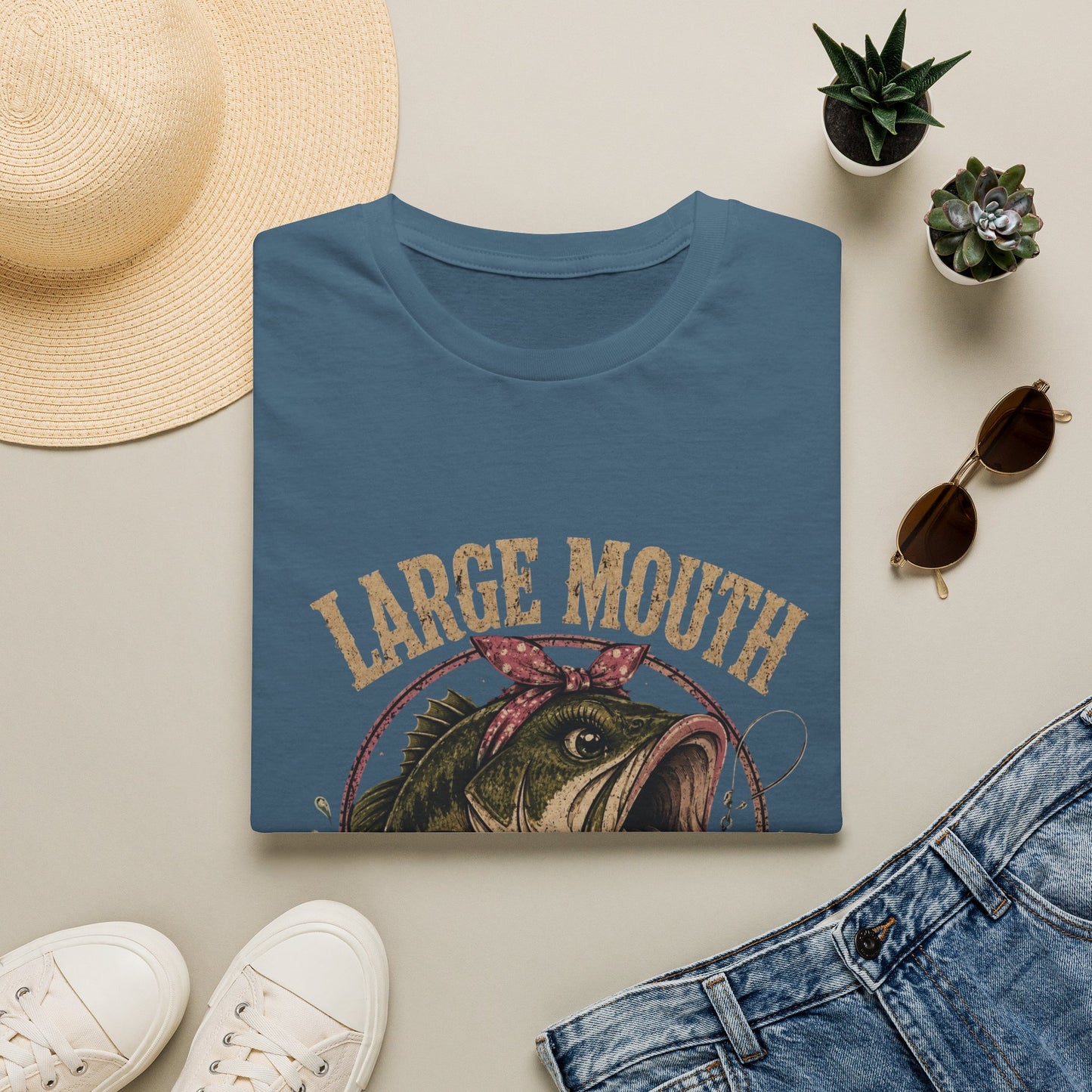 🎣 Large Mouth Hooker – Funny Bass Fishing Shirt for Women | Distressed Fishing Graphic Tee