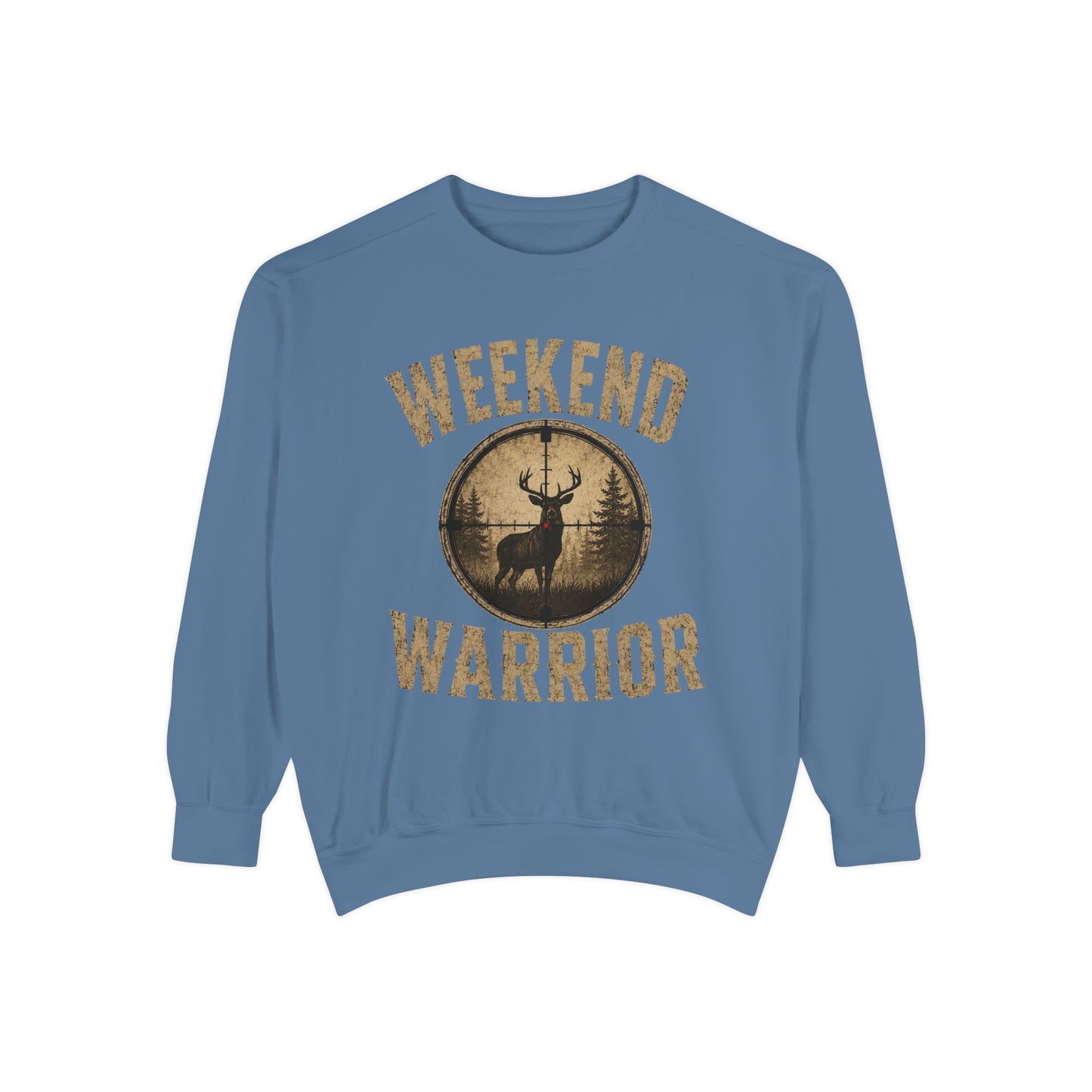 Weekend Warrior Hunting Shirt | Deer Hunter Crosshair Graphic Tee Unisex Garment-Dyed Sweatshirt