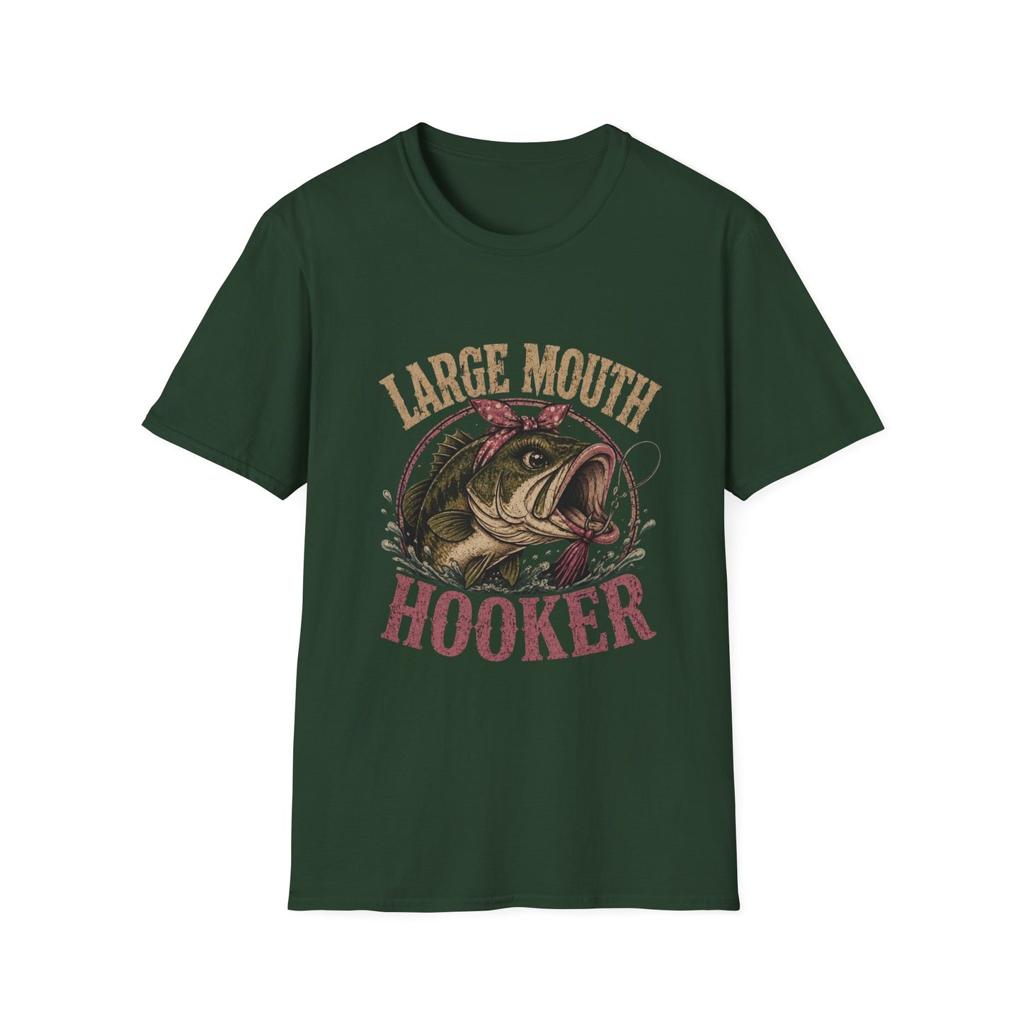 🎣 Large Mouth Hooker – Funny Bass Fishing Shirt for Women | Distressed Fishing Graphic Tee