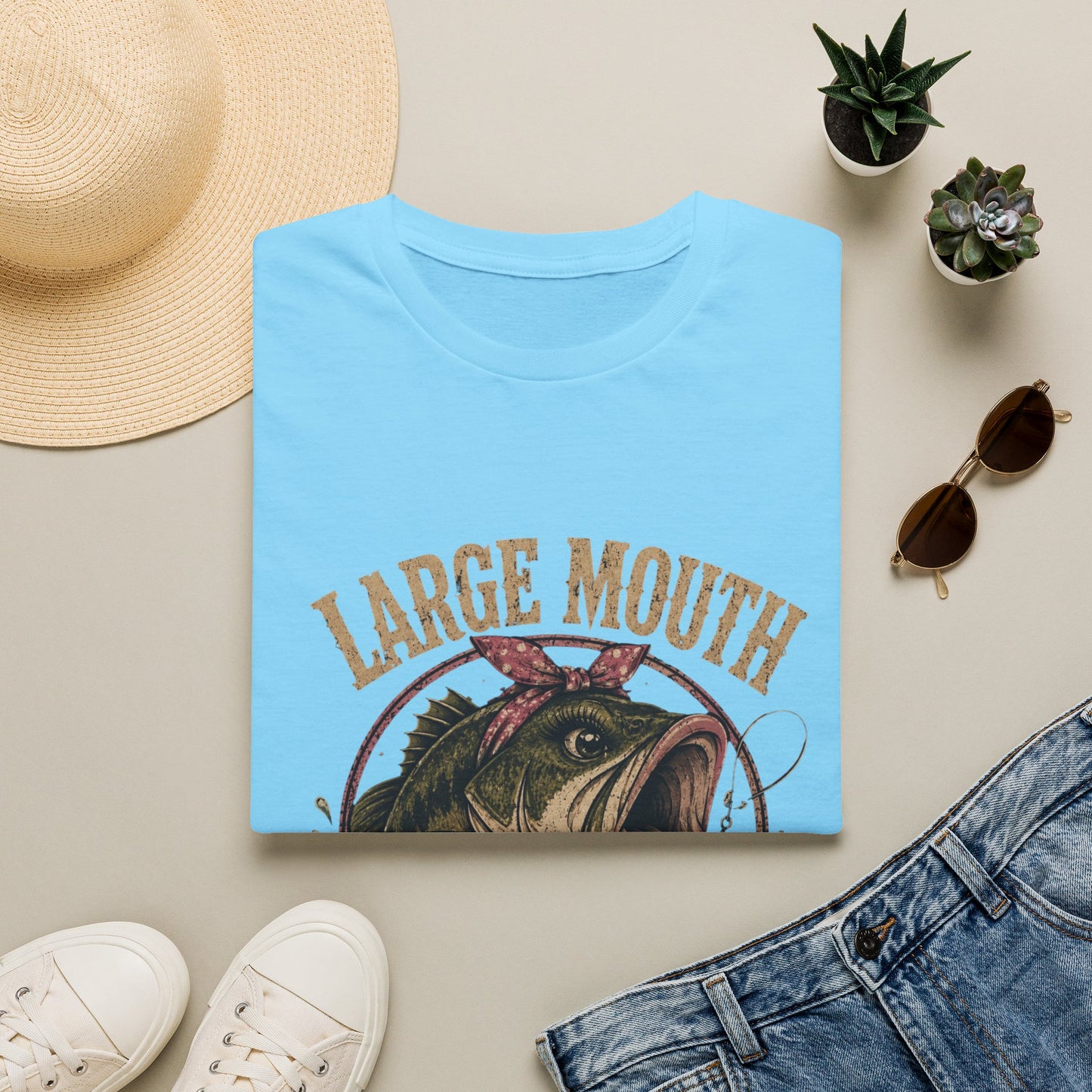 🎣 Large Mouth Hooker – Funny Bass Fishing Shirt for Women | Distressed Fishing Graphic Tee