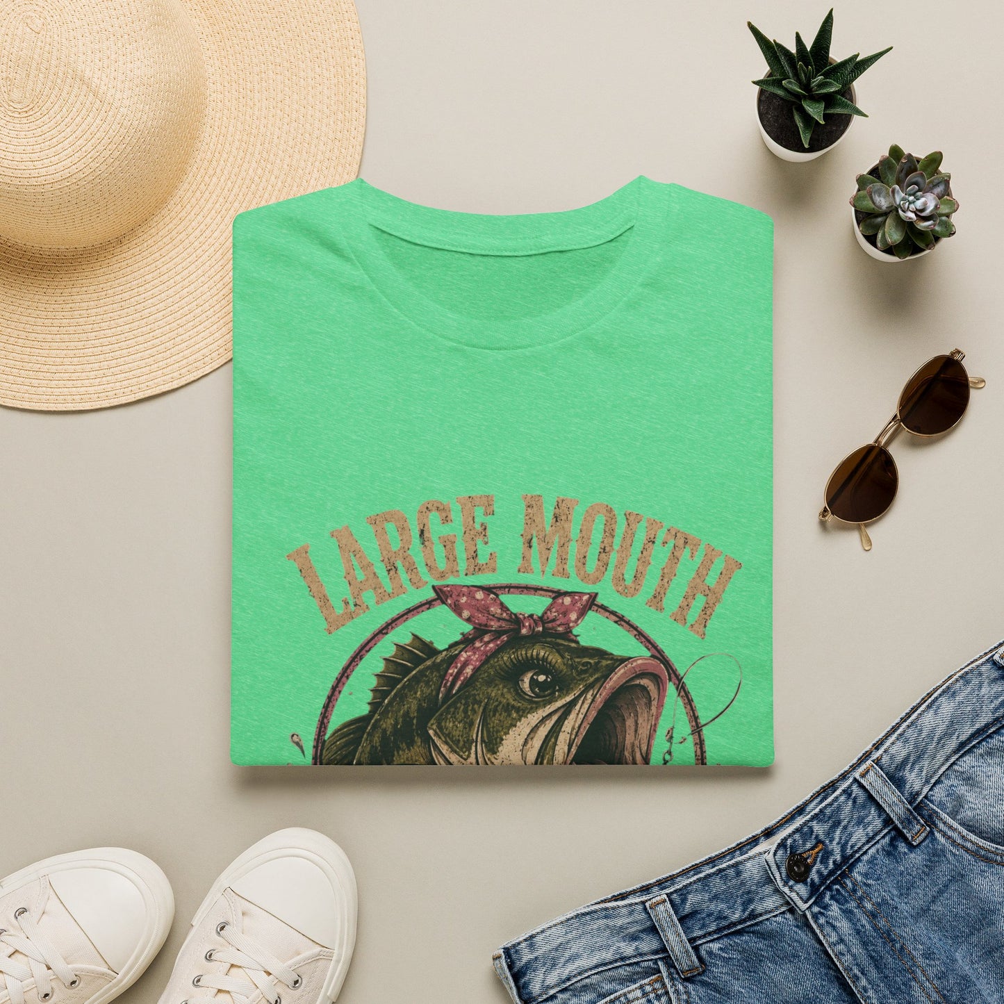 🎣 Large Mouth Hooker – Funny Bass Fishing Shirt for Women | Distressed Fishing Graphic Tee