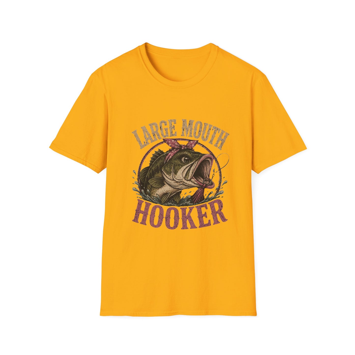 🎣 Large Mouth Hooker – Funny Bass Fishing Shirt for Women | Distressed Fishing Graphic Tee