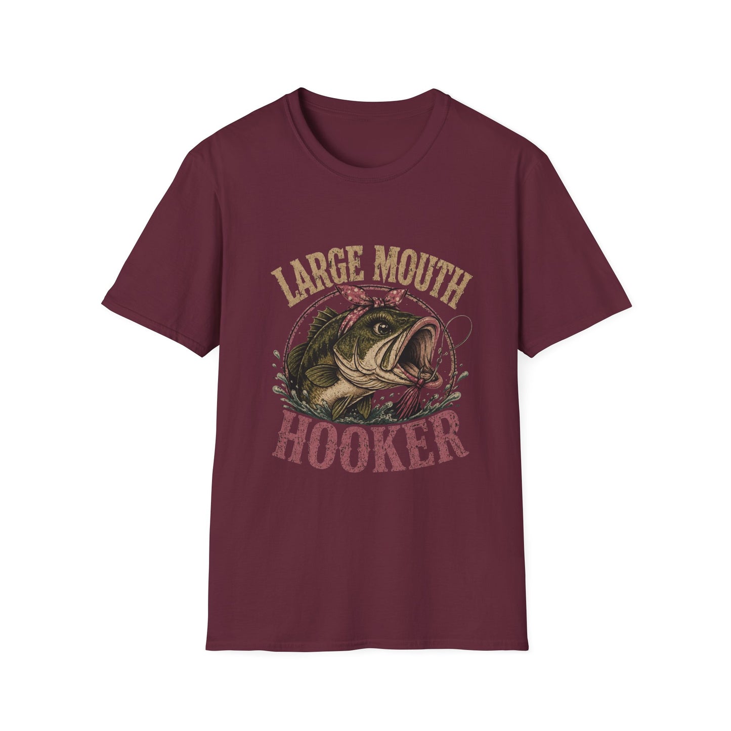 🎣 Large Mouth Hooker – Funny Bass Fishing Shirt for Women | Distressed Fishing Graphic Tee