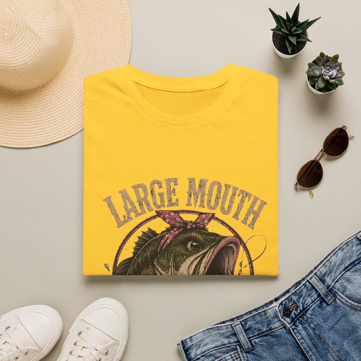 🎣 Large Mouth Hooker – Funny Bass Fishing Shirt for Women | Distressed Fishing Graphic Tee