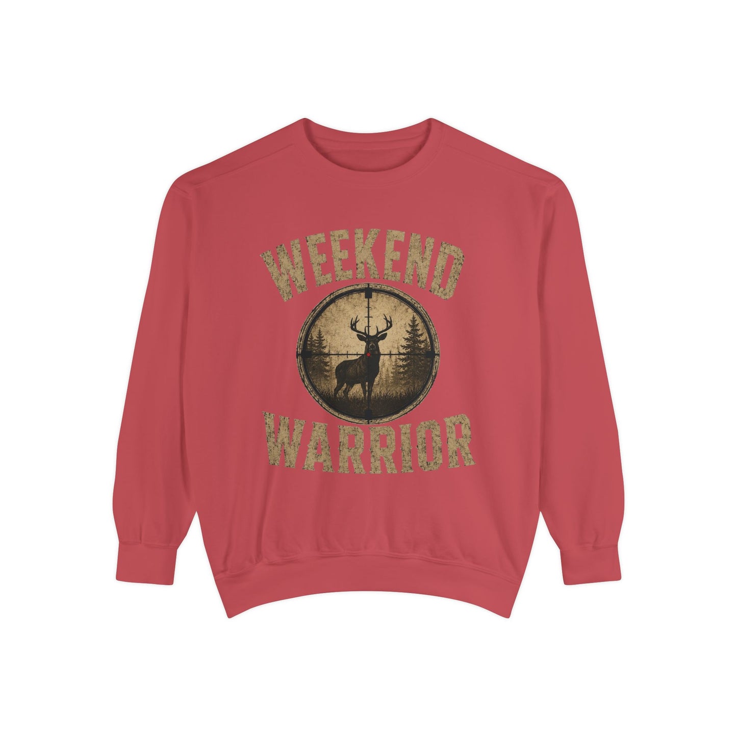 Weekend Warrior Hunting Shirt | Deer Hunter Crosshair Graphic Tee Unisex Garment-Dyed Sweatshirt