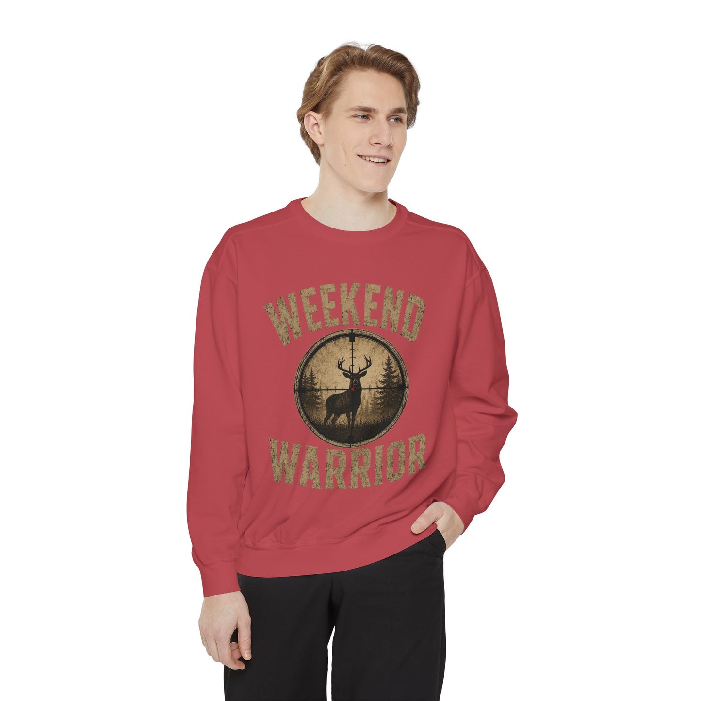 Weekend Warrior Hunting Shirt | Deer Hunter Crosshair Graphic Tee Unisex Garment-Dyed Sweatshirt