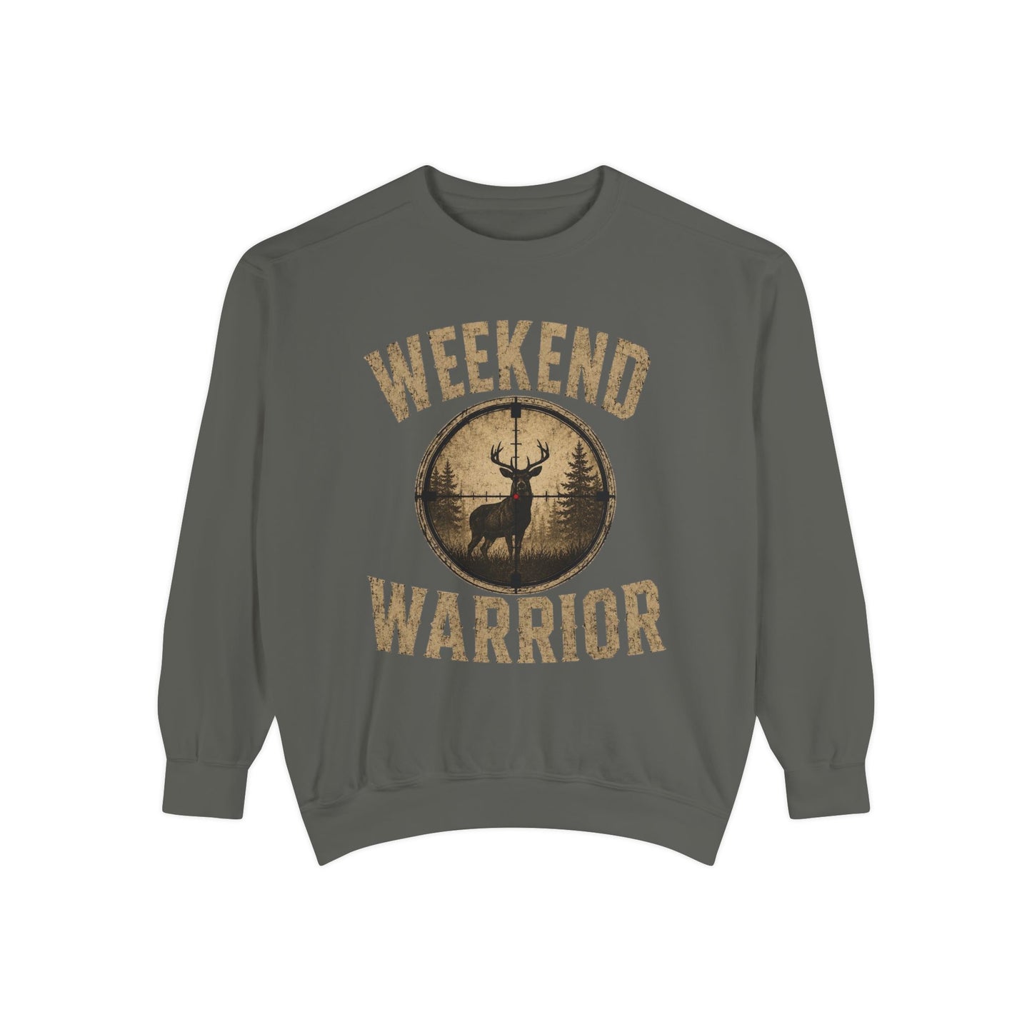 Weekend Warrior Hunting Shirt | Deer Hunter Crosshair Graphic Tee Unisex Garment-Dyed Sweatshirt