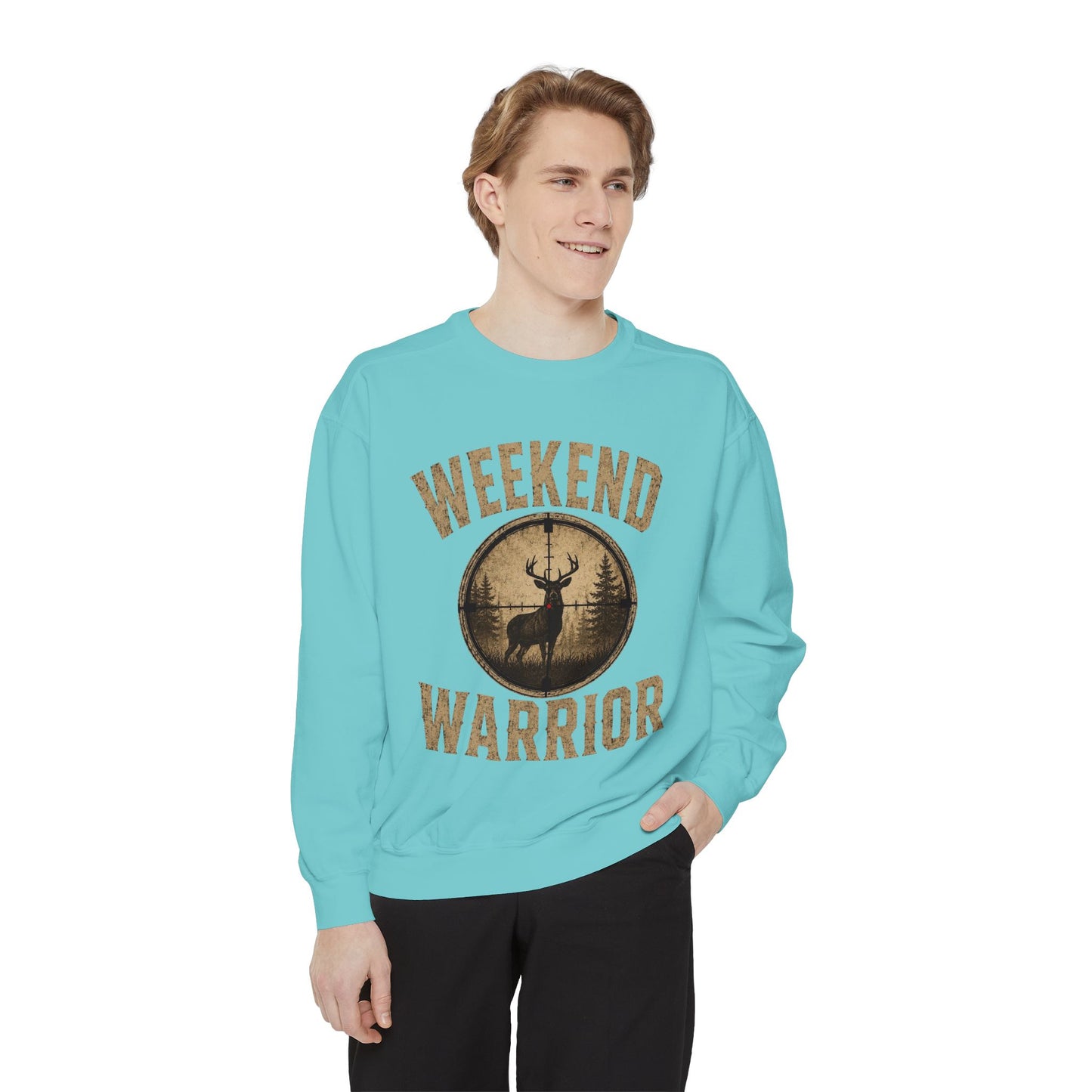 Weekend Warrior Hunting Shirt | Deer Hunter Crosshair Graphic Tee Unisex Garment-Dyed Sweatshirt
