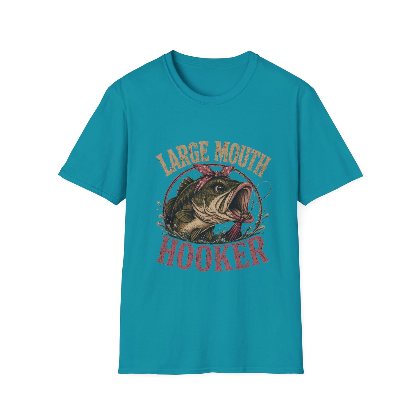 🎣 Large Mouth Hooker – Funny Bass Fishing Shirt for Women | Distressed Fishing Graphic Tee