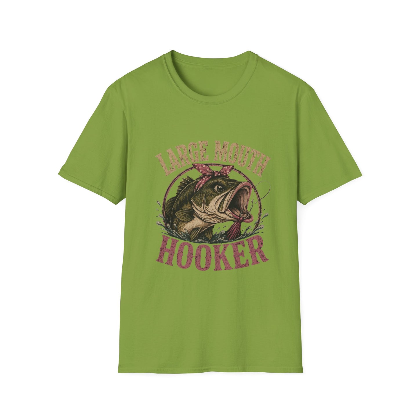 🎣 Large Mouth Hooker – Funny Bass Fishing Shirt for Women | Distressed Fishing Graphic Tee