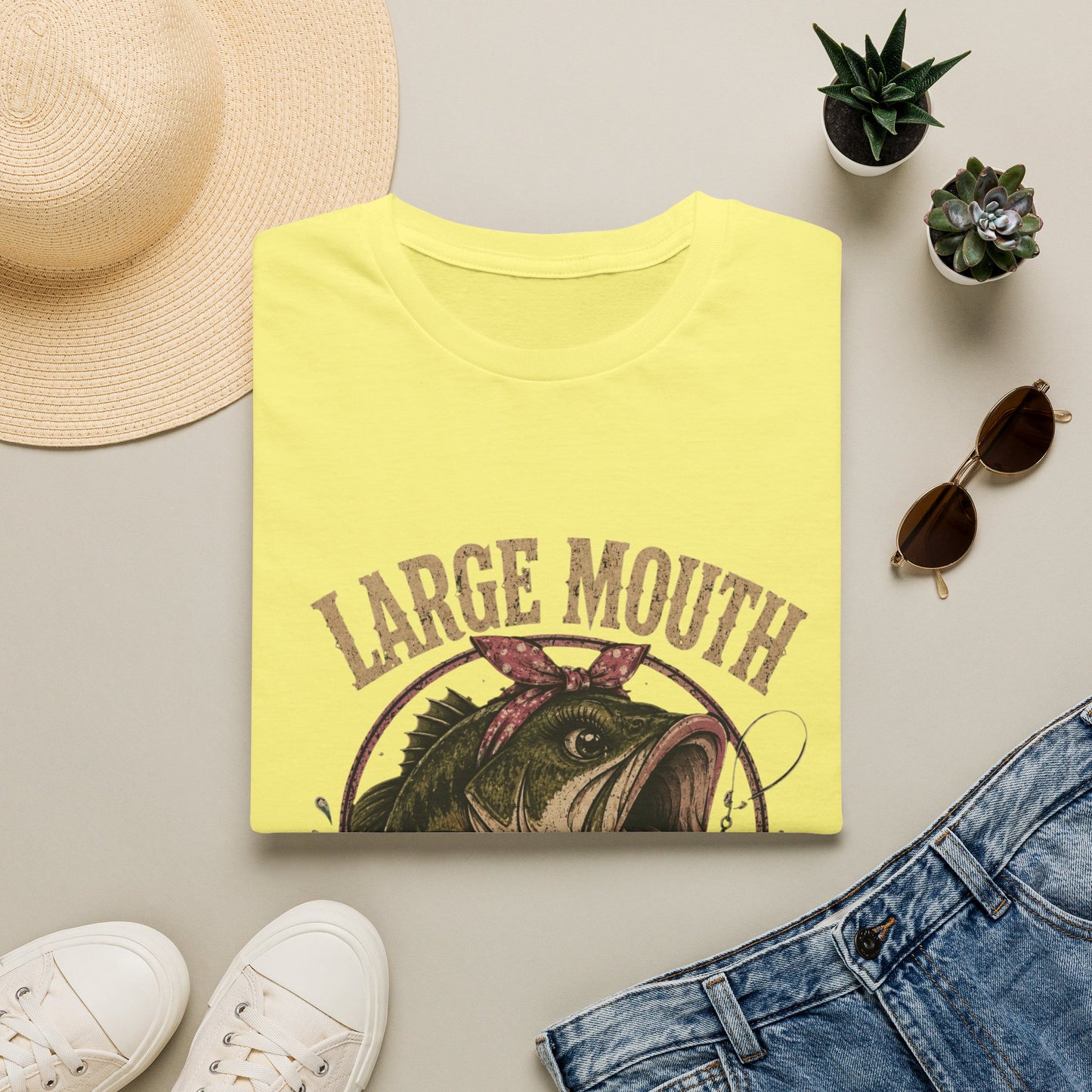 🎣 Large Mouth Hooker – Funny Bass Fishing Shirt for Women | Distressed Fishing Graphic Tee