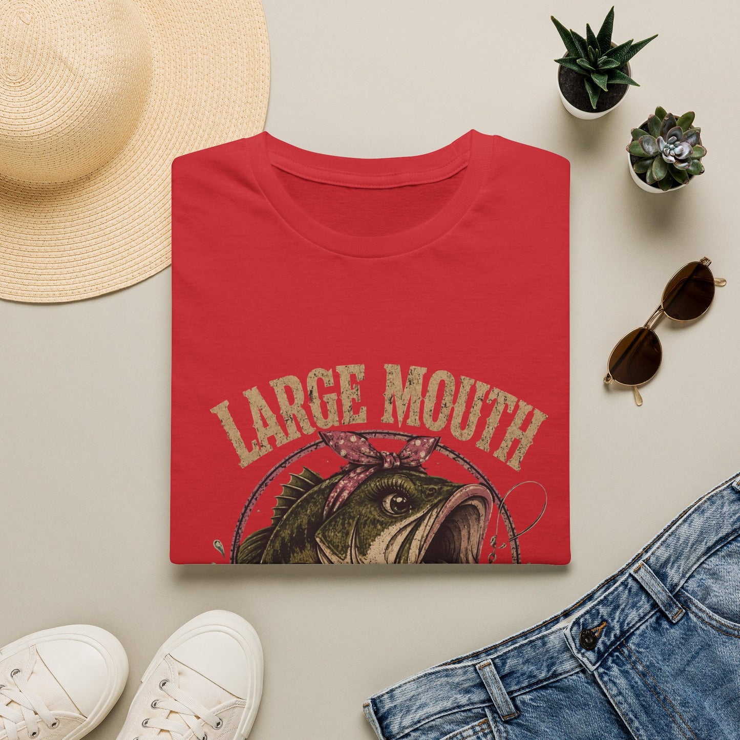 🎣 Large Mouth Hooker – Funny Bass Fishing Shirt for Women | Distressed Fishing Graphic Tee