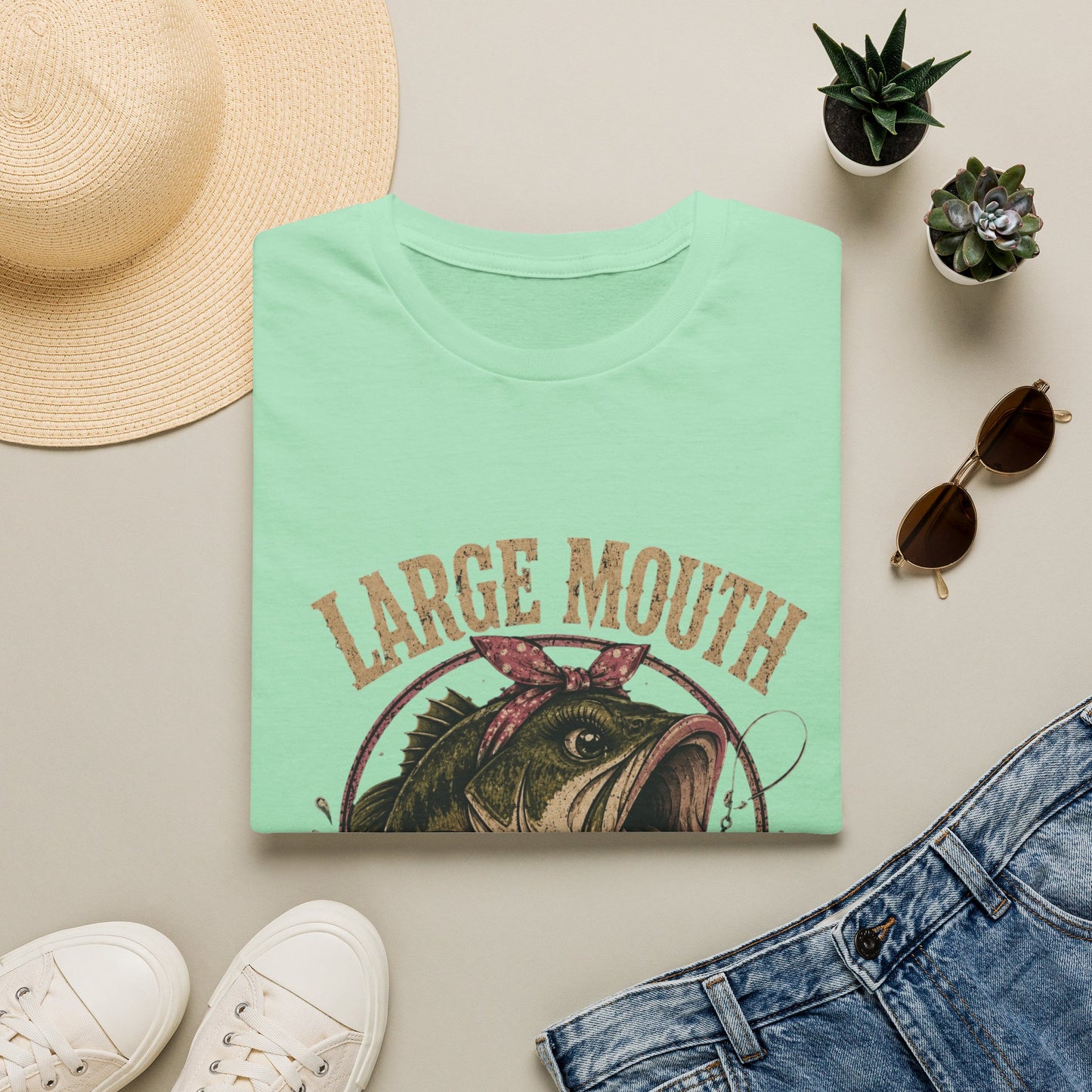 🎣 Large Mouth Hooker – Funny Bass Fishing Shirt for Women | Distressed Fishing Graphic Tee
