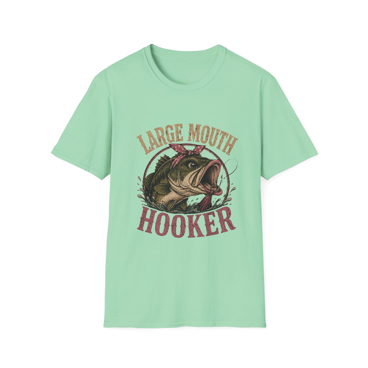 🎣 Large Mouth Hooker – Funny Bass Fishing Shirt for Women | Distressed Fishing Graphic Tee