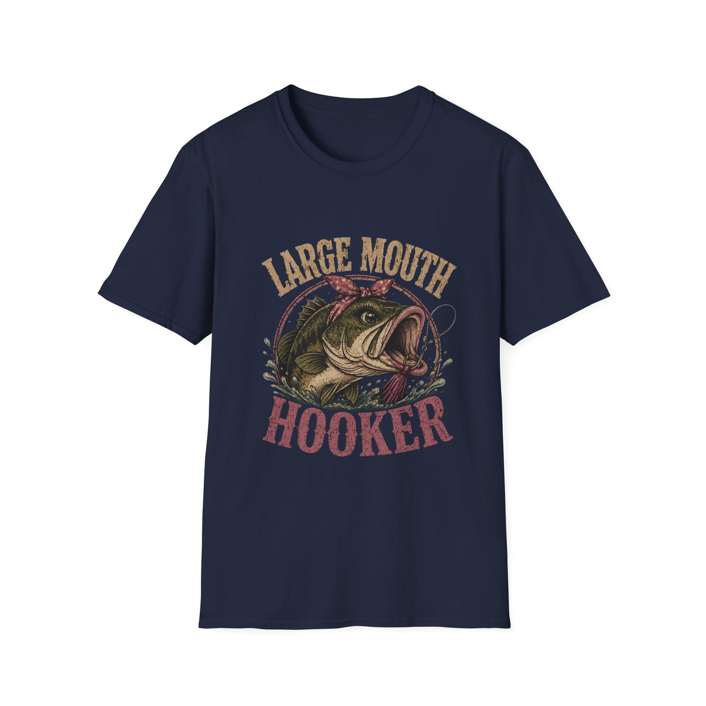 🎣 Large Mouth Hooker – Funny Bass Fishing Shirt for Women | Distressed Fishing Graphic Tee