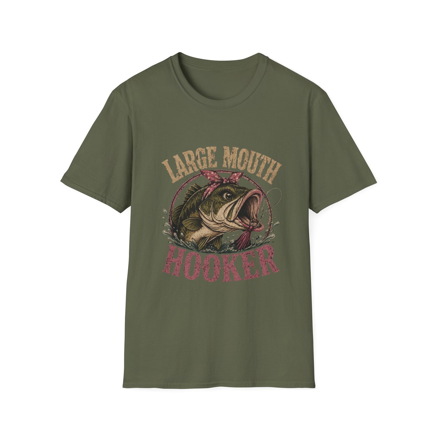 🎣 Large Mouth Hooker – Funny Bass Fishing Shirt for Women | Distressed Fishing Graphic Tee